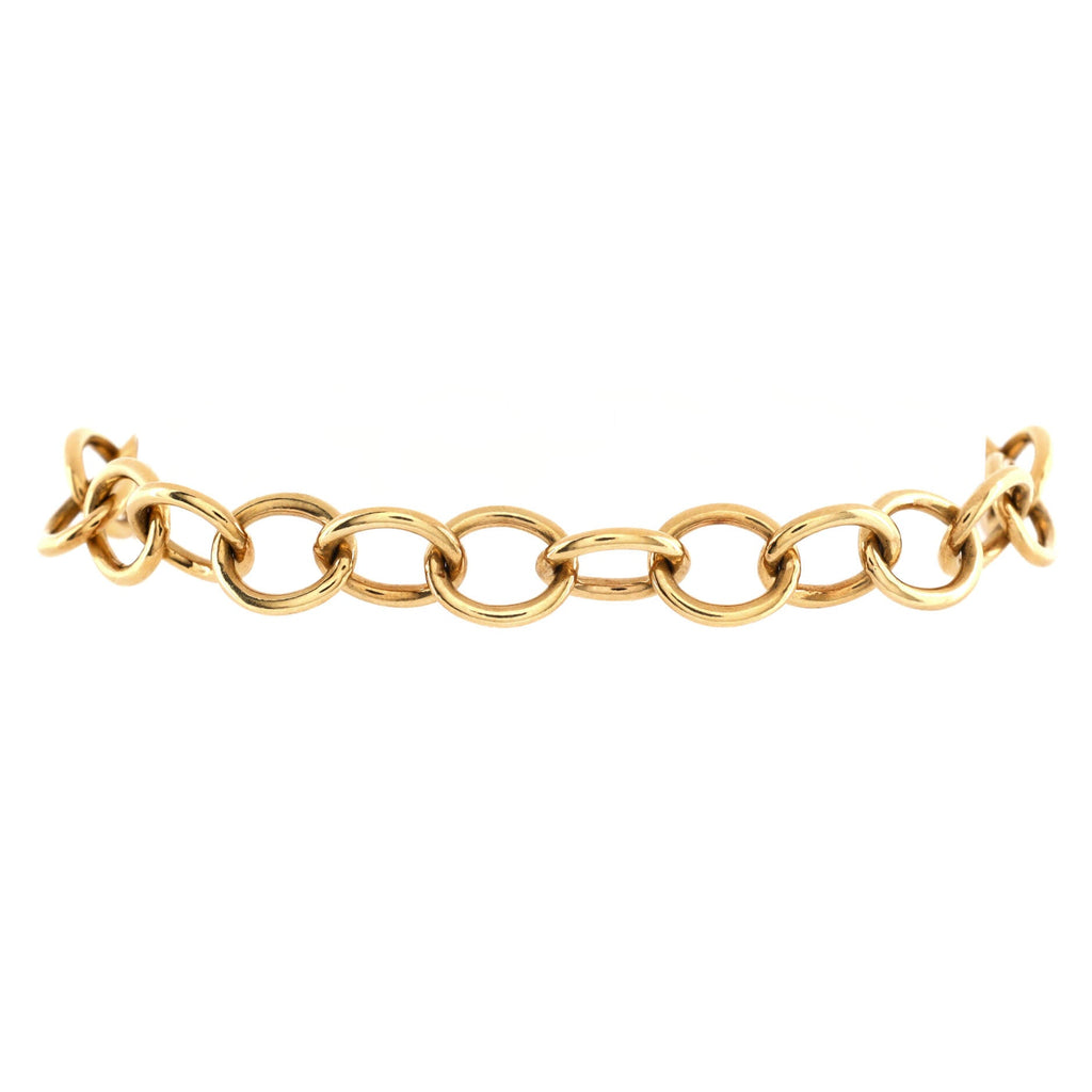 Heart Lock Round Link Chain Bracelet 18K Yellow Gold