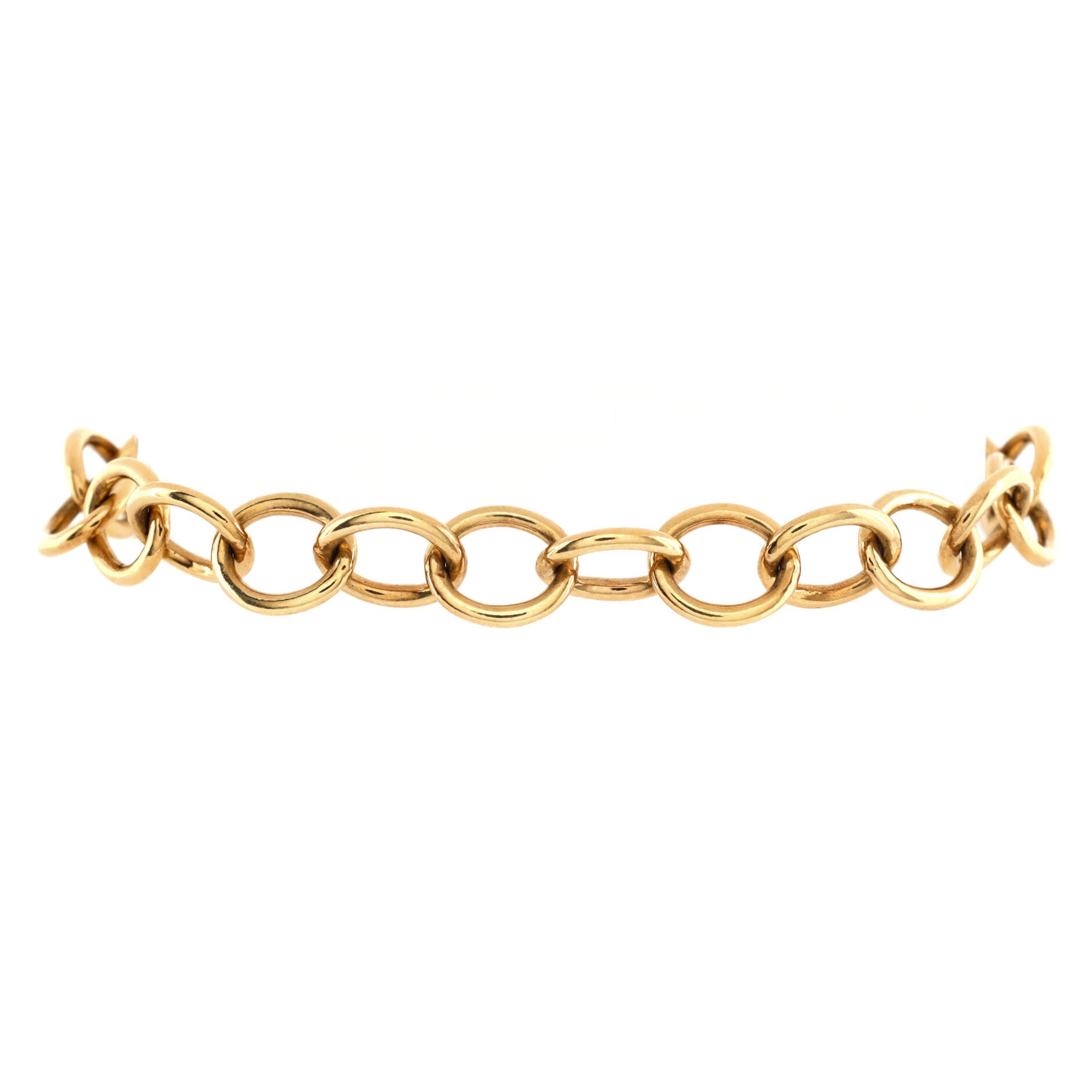 Heart Lock Round Link Chain Bracelet 18K Yellow Gold