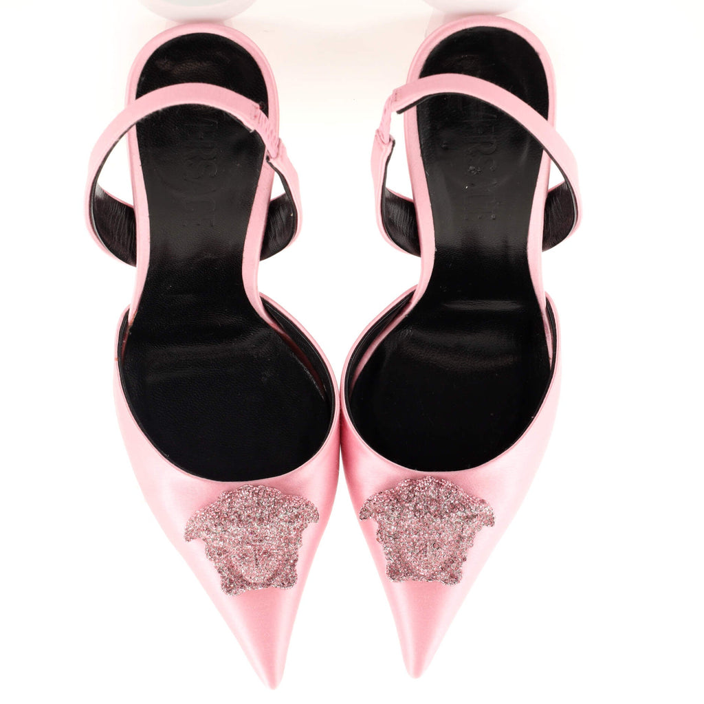 Women's La Medusa Slingback Pumps Satin with Crystals