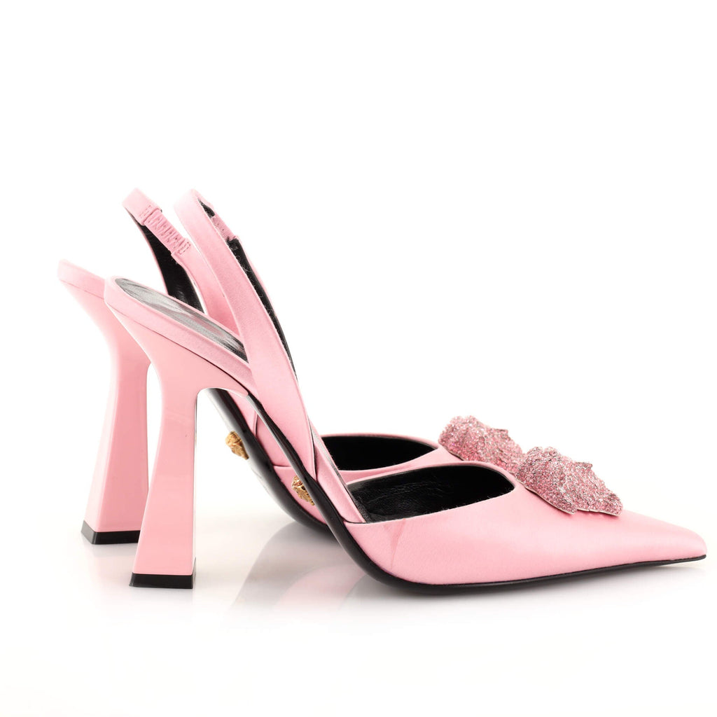 Women's La Medusa Slingback Pumps Satin with Crystals