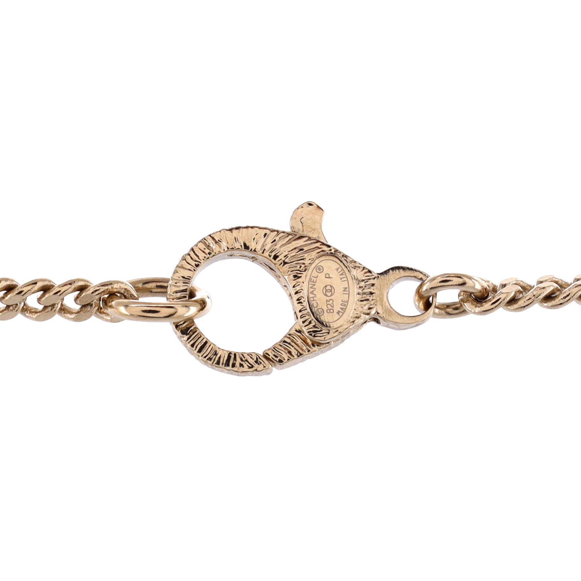 CC No.5 Woven Chain Pendant Necklace Metal with Leather and Crystals