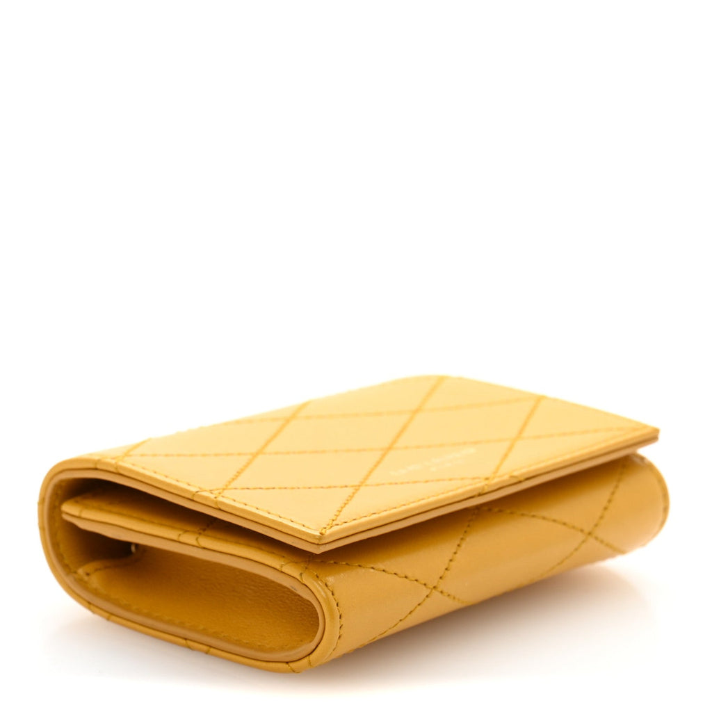 Lambskin Quilted Monogram Baby Crossbody Bag  Saffran