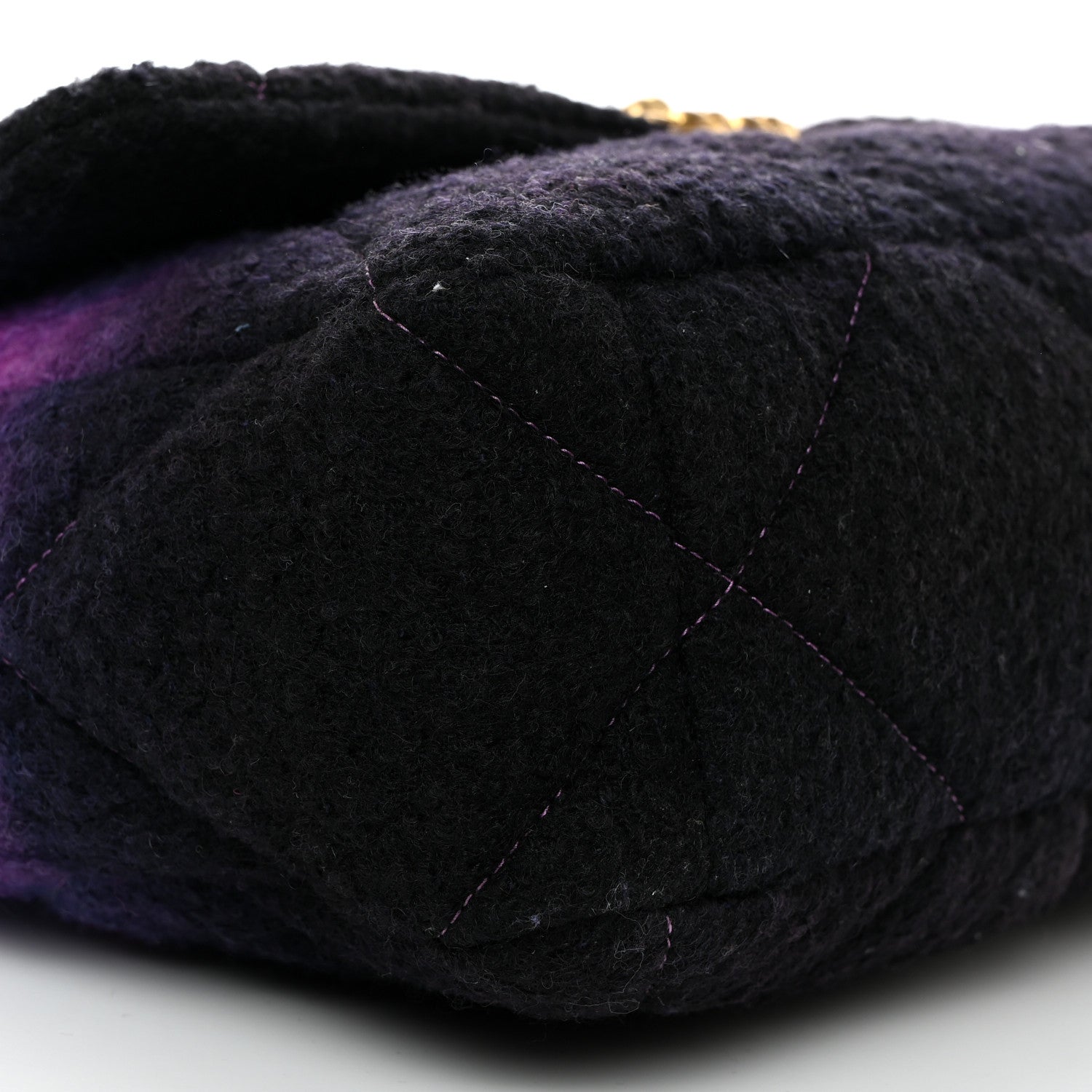 Wool Tweed Quilted Large Chanel 19 Flap Purple Black Blue