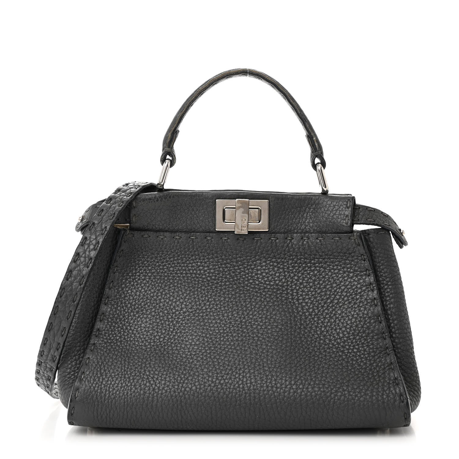 Cuoio Romano Selleria Bi-Color Mini Peekaboo Iconic Satchel Asfalto Latte