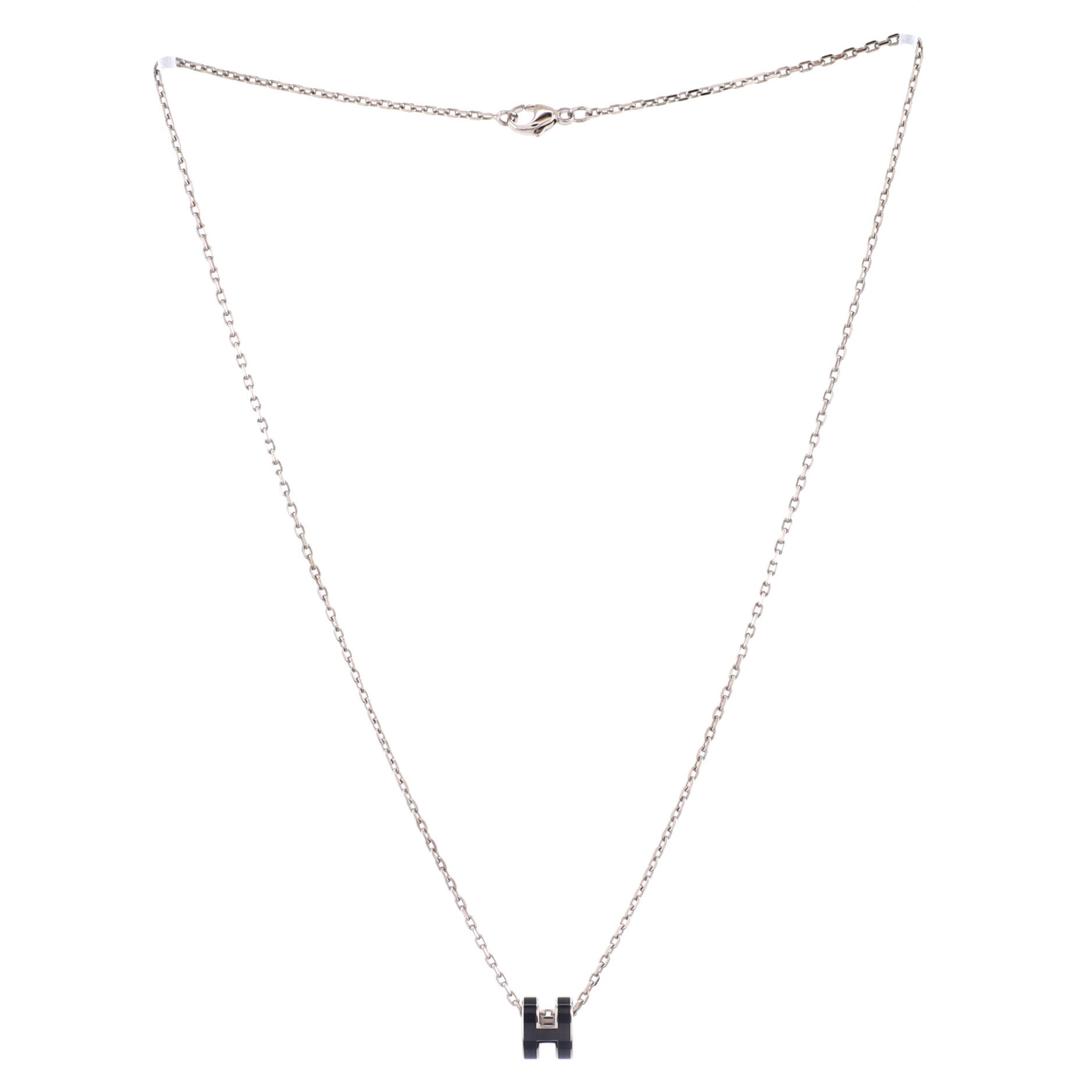 Pop H Pendant Chain Necklace Metal and Enamel Mini