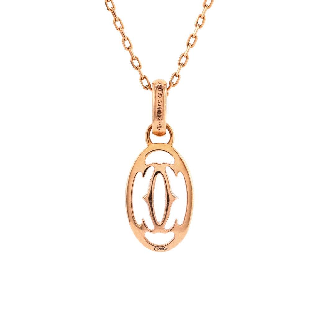 Logo Double C Pendant Necklace 18K Rose Gold with Pink Sapphires