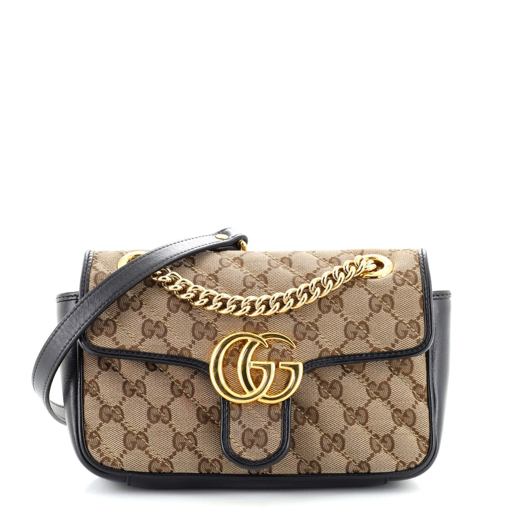 GG Marmont Flap Bag Diagonal Quilted GG Canvas Mini