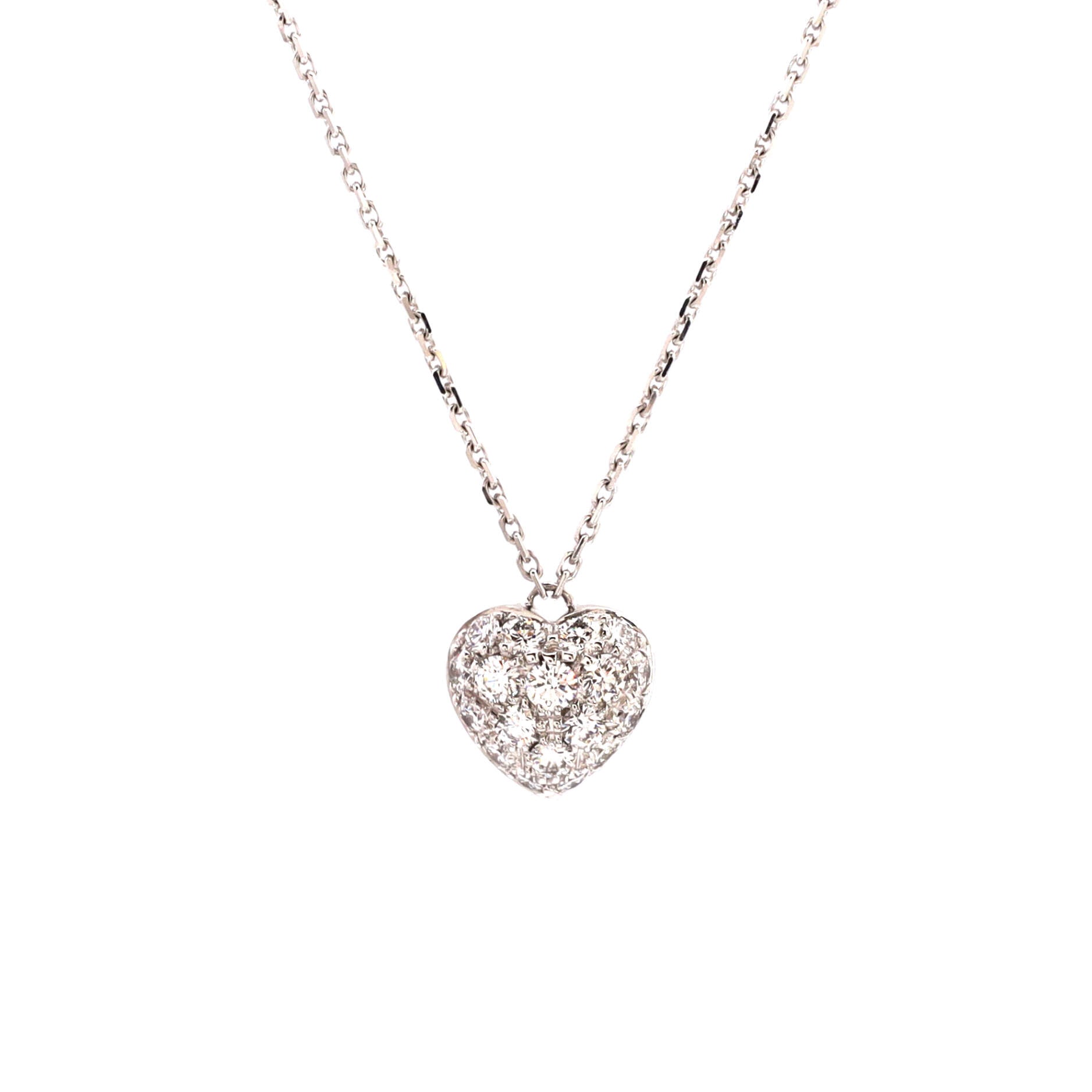 Heart Pendant Necklace 18K White Gold and Diamonds