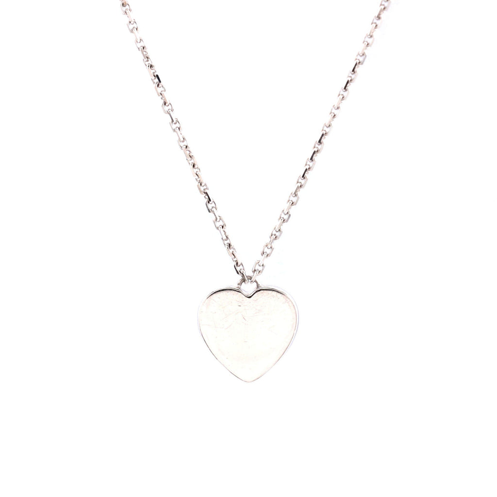 Heart Pendant Necklace 18K White Gold and Diamonds