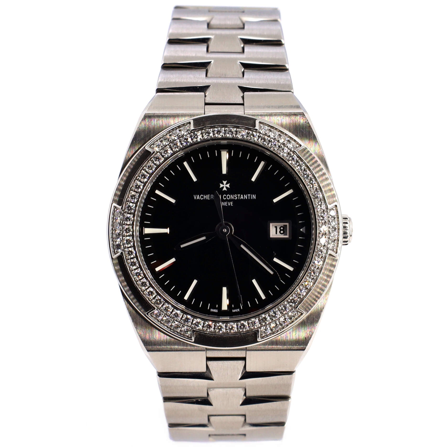 Overseas Quartz Watch Stainless Steel with Diamond Bezel 33