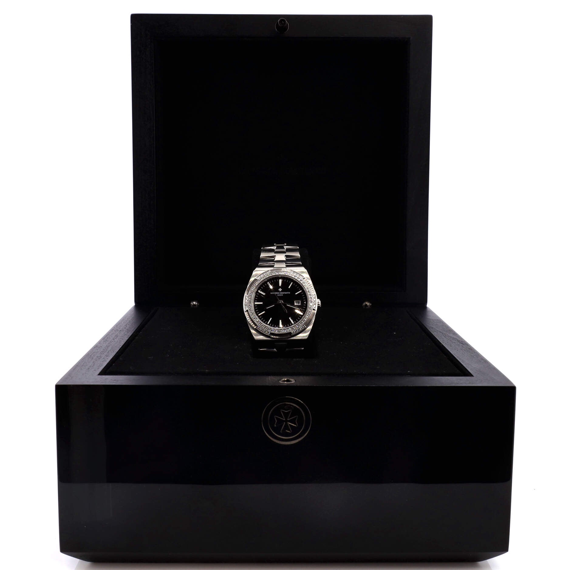Overseas Quartz Watch Stainless Steel with Diamond Bezel 33