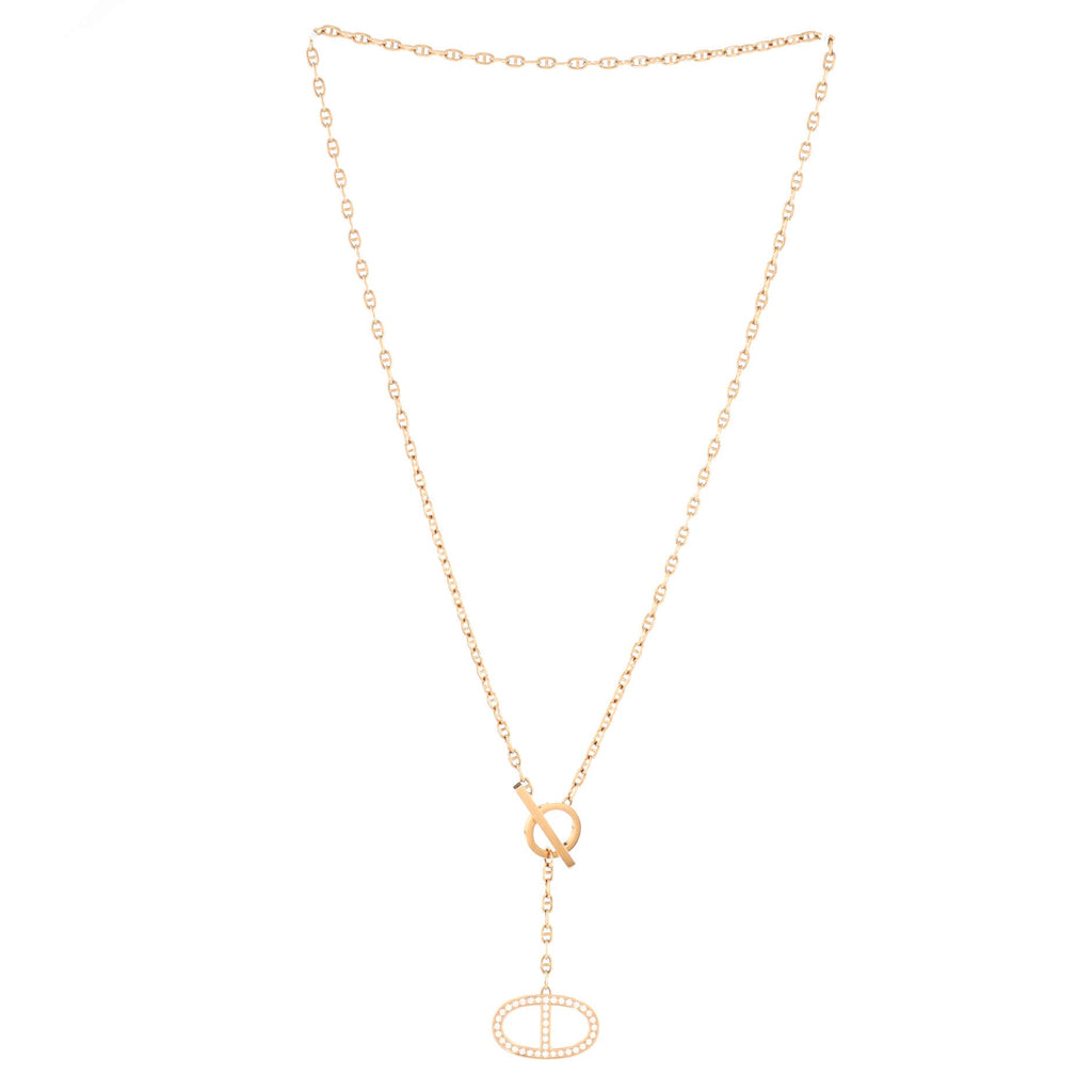 Chaine d'Ancre Contour Pendant Necklace 18K Rose Gold with Diamonds Large