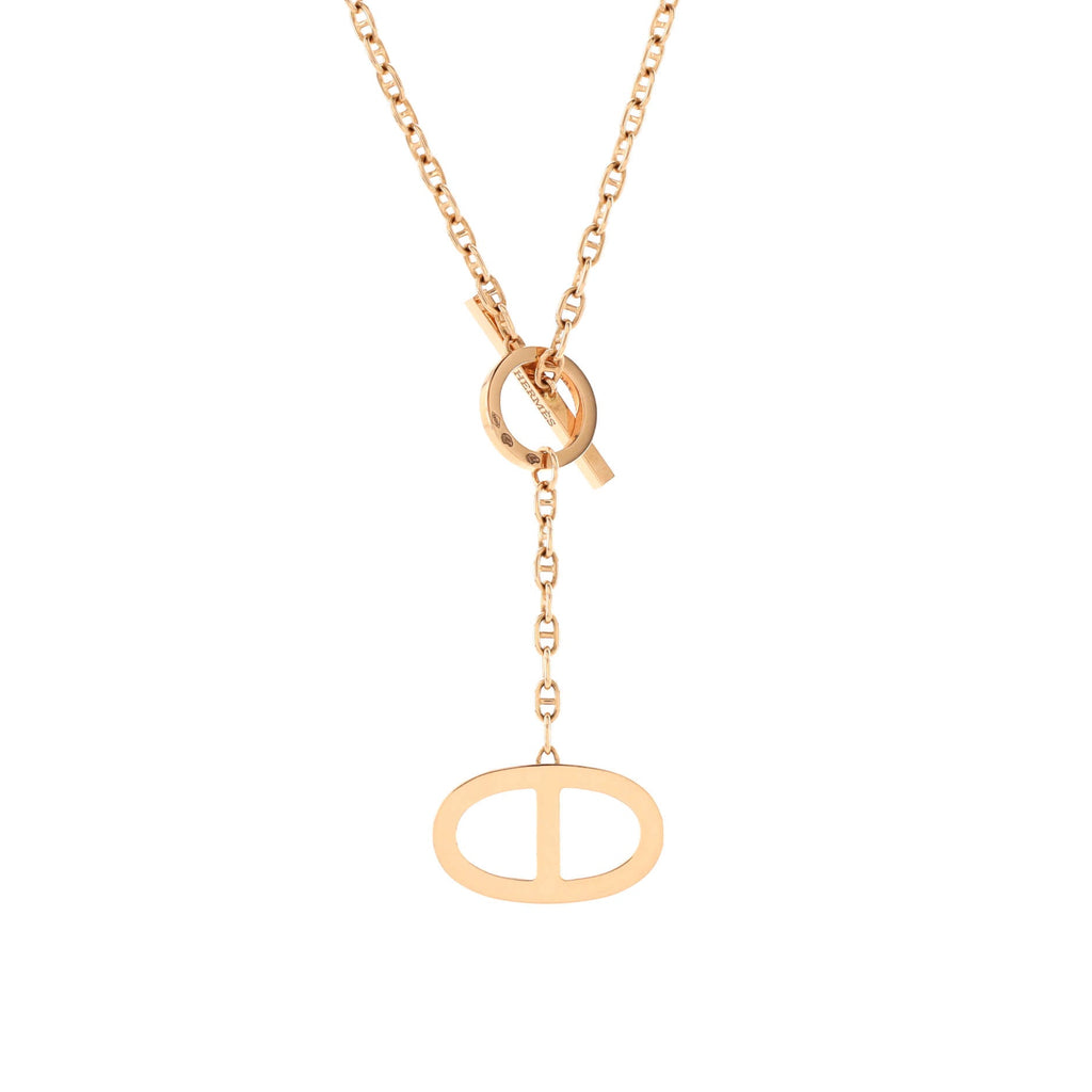 Chaine d'Ancre Contour Pendant Necklace 18K Rose Gold with Diamonds Large