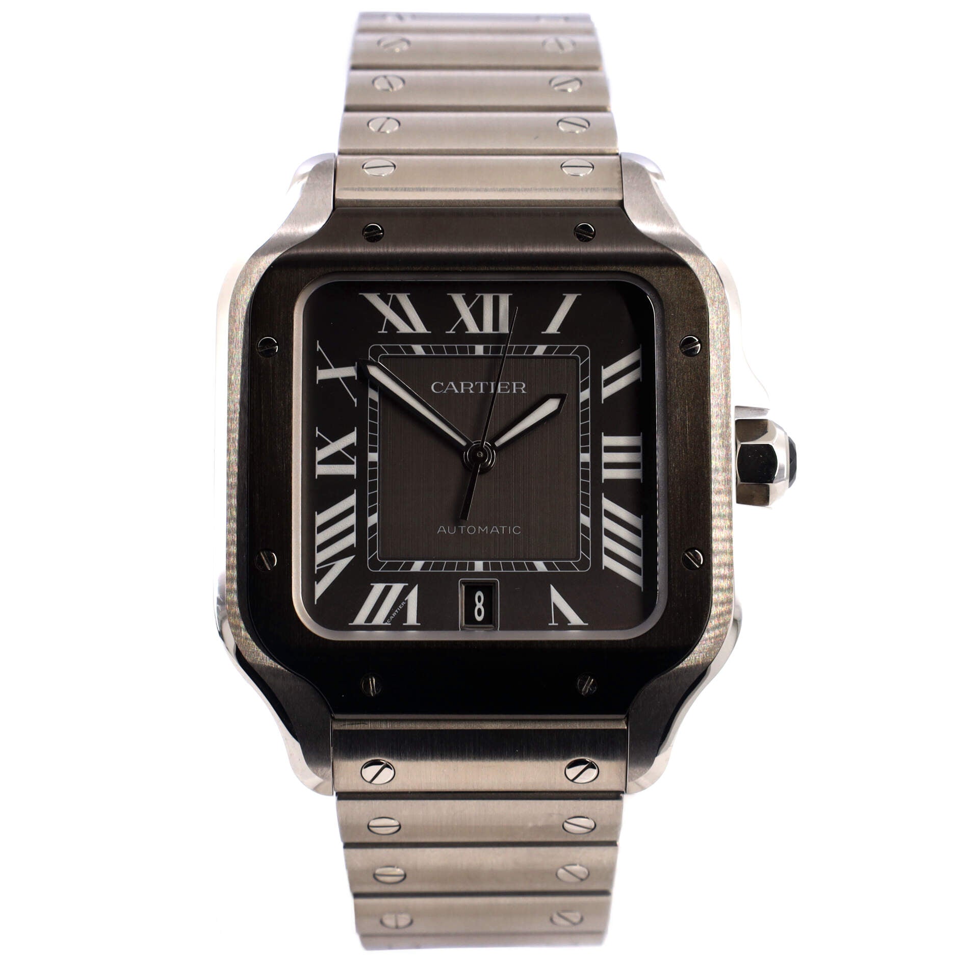 Santos De Cartier Automatic Watch Stainless Steel with ADLC Stainless Steel Bezel 40