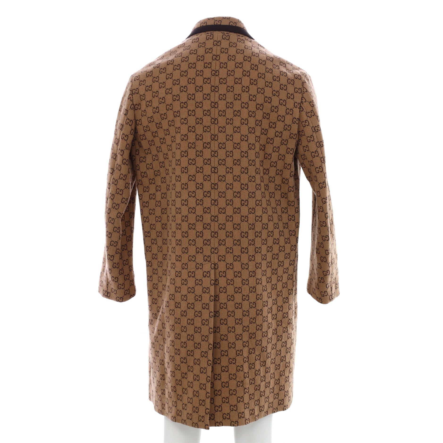 Men's Single Breasted Long Coat GG Wool Blend