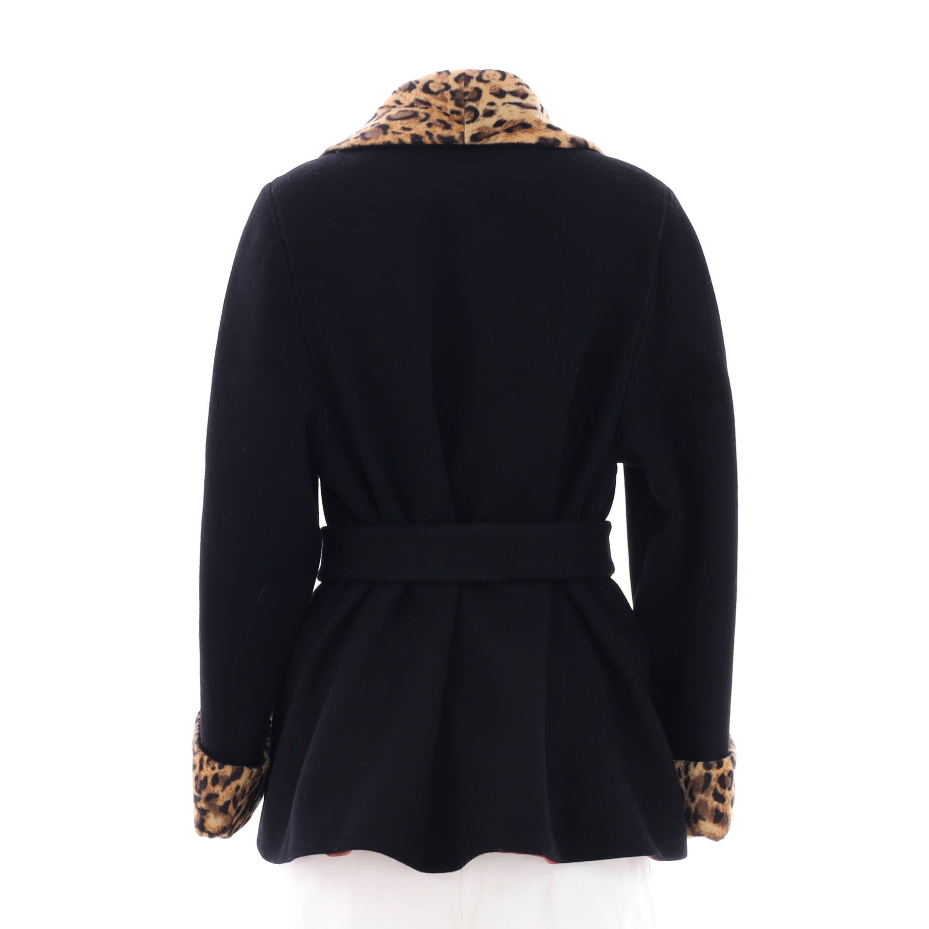 Women's Leopard Panels Coat Wool Blend