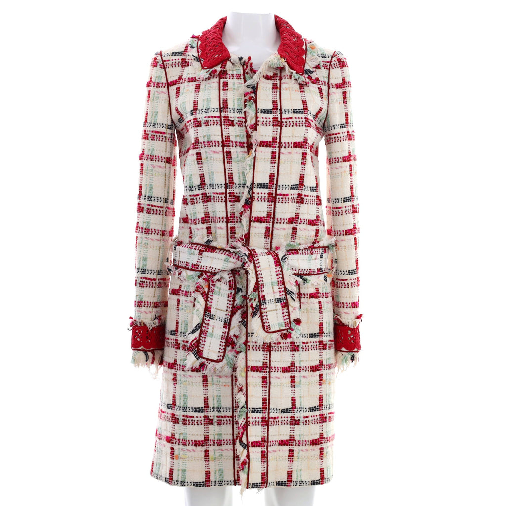 Women's Belted Long Trench Coat Tweed