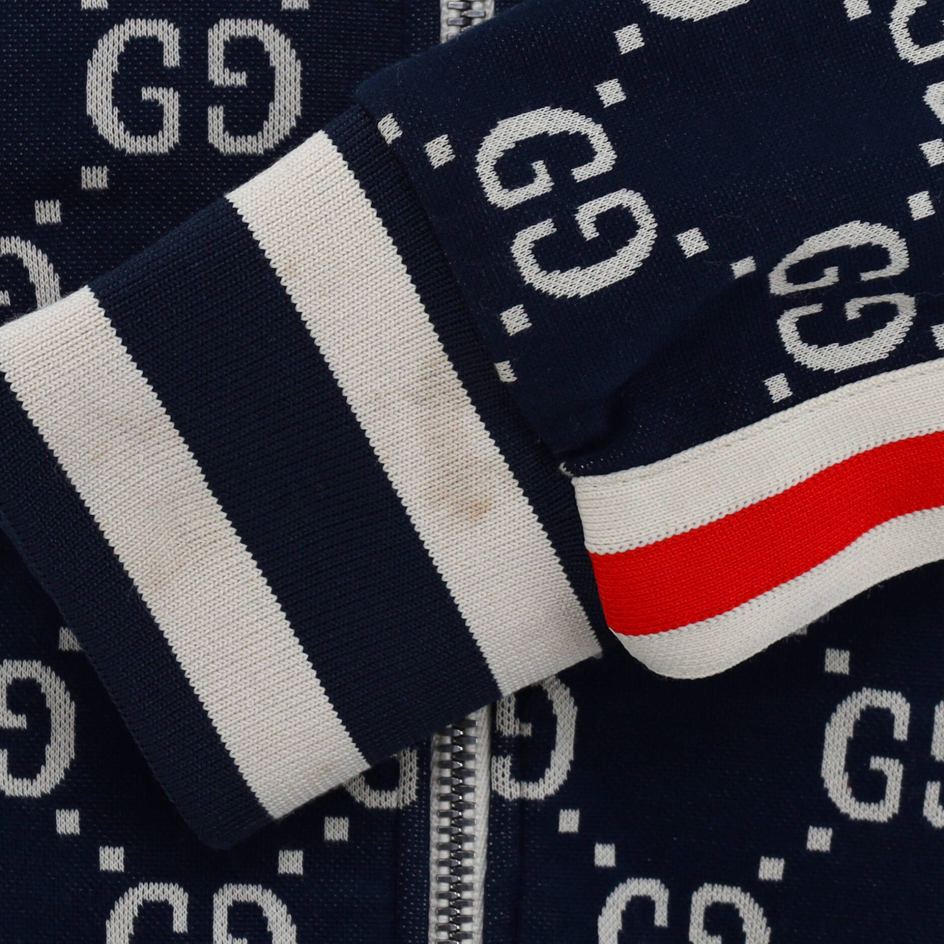 Men's Track Zip Up Jacket GG Jacquard Cotton