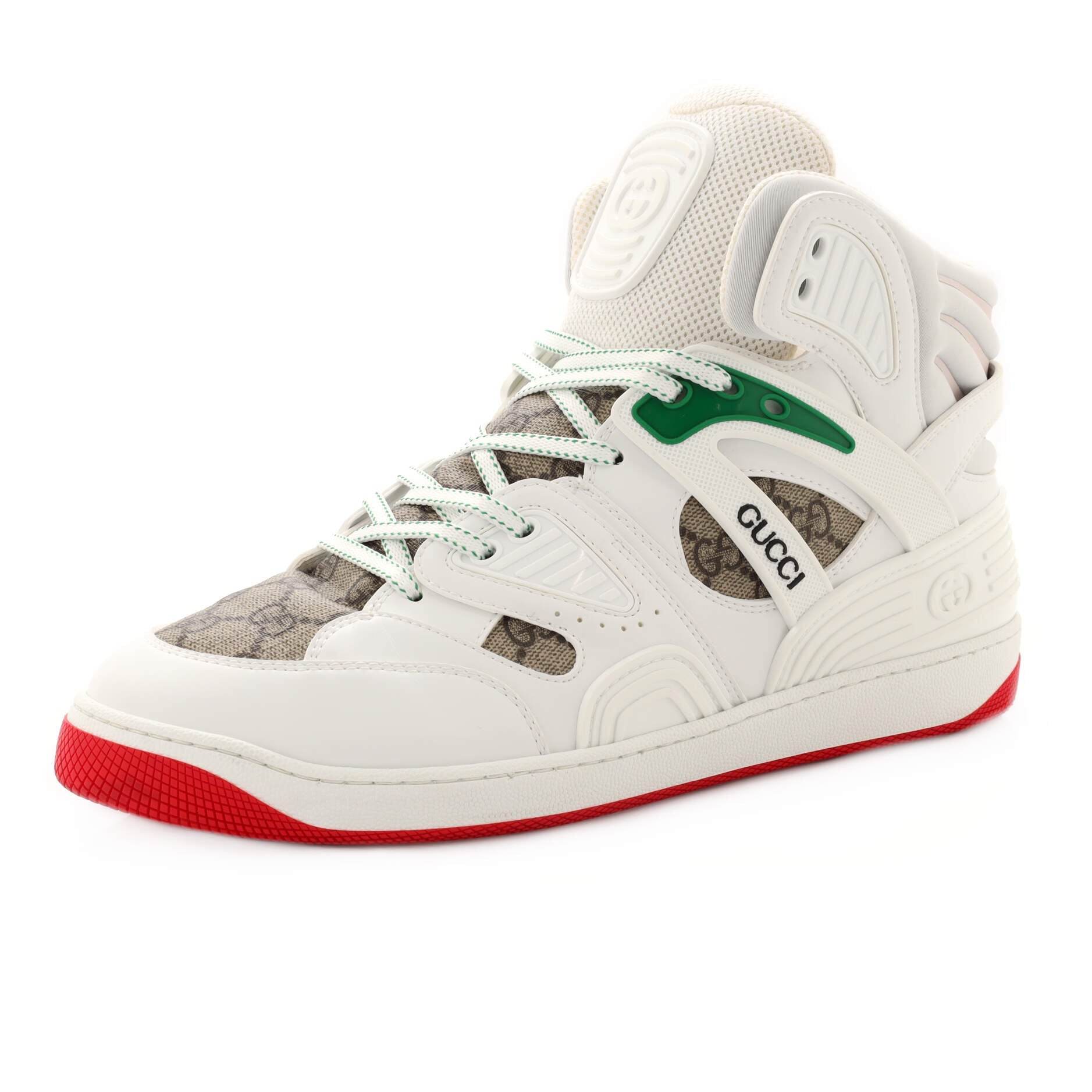 Men's Gucci Basket High-Top Sneakers GG Coated Canvas and Demetra