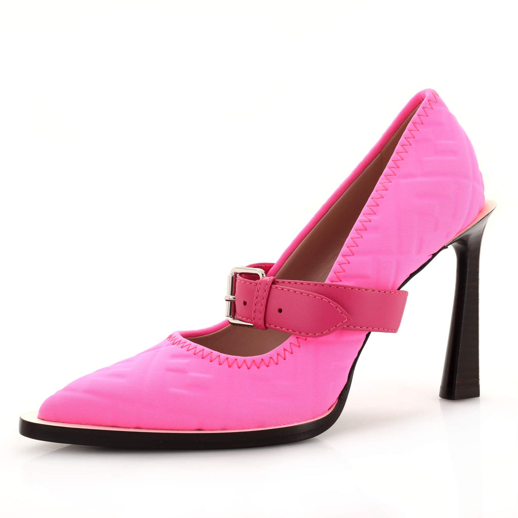 x Nicki Minaj Women's Buckled Strap Pumps Zucca Embossed Neoprene