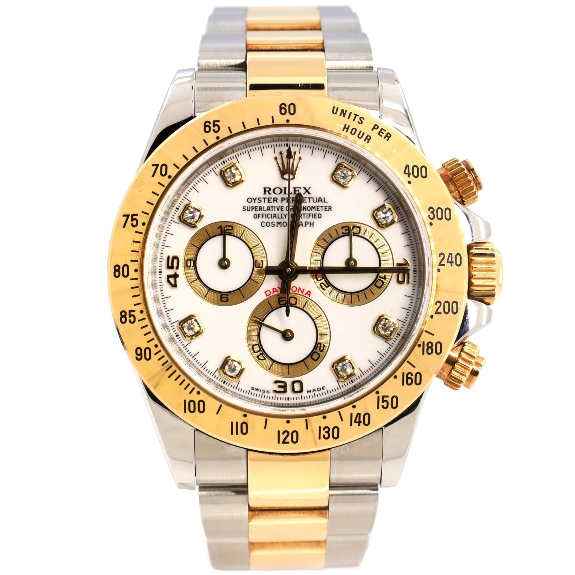 Oyster Perpetual Cosmograph Daytona Automatic Watch Stainless Steel and Yellow Gold with Diamond Markers 40