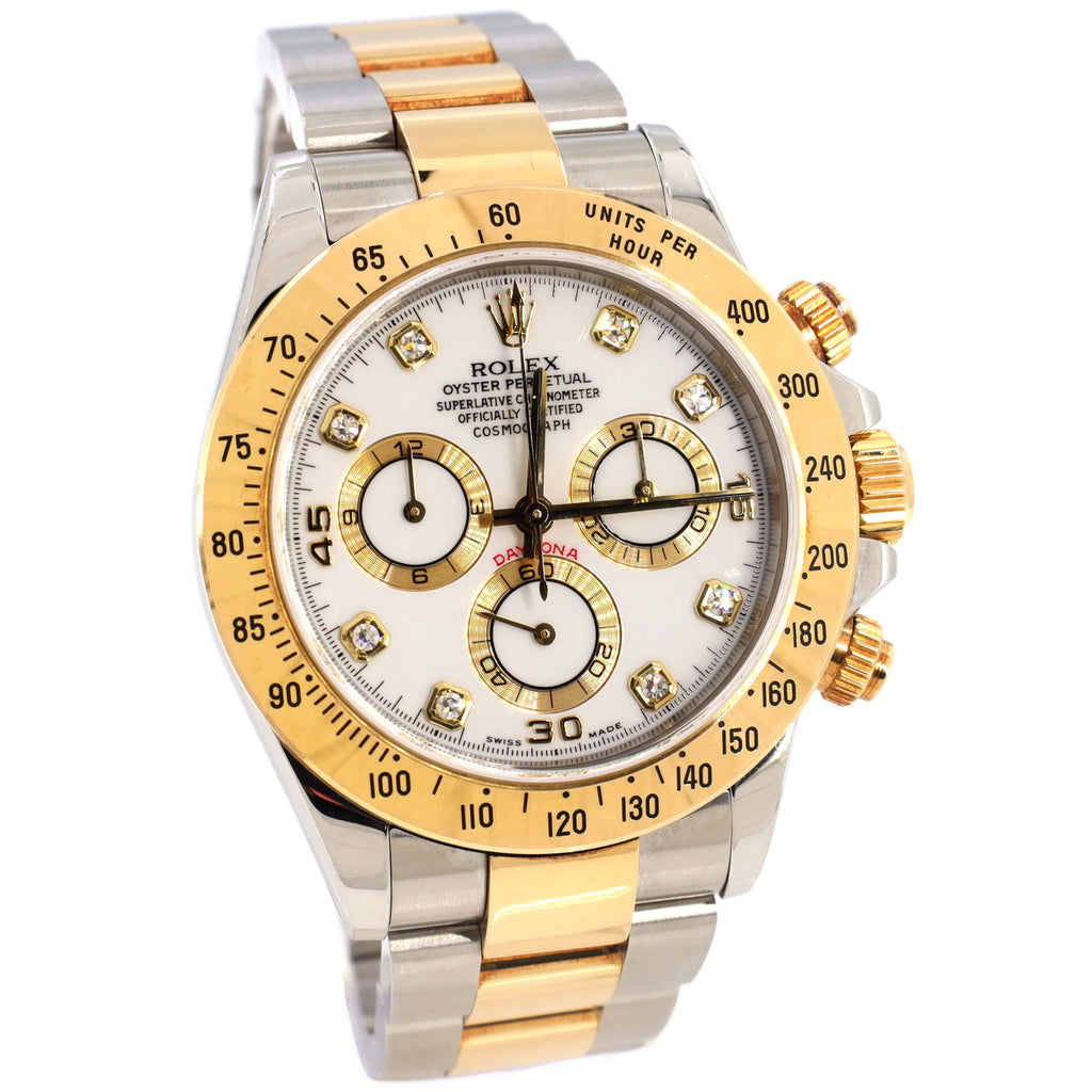 Oyster Perpetual Cosmograph Daytona Automatic Watch Stainless Steel and Yellow Gold with Diamond Markers 40
