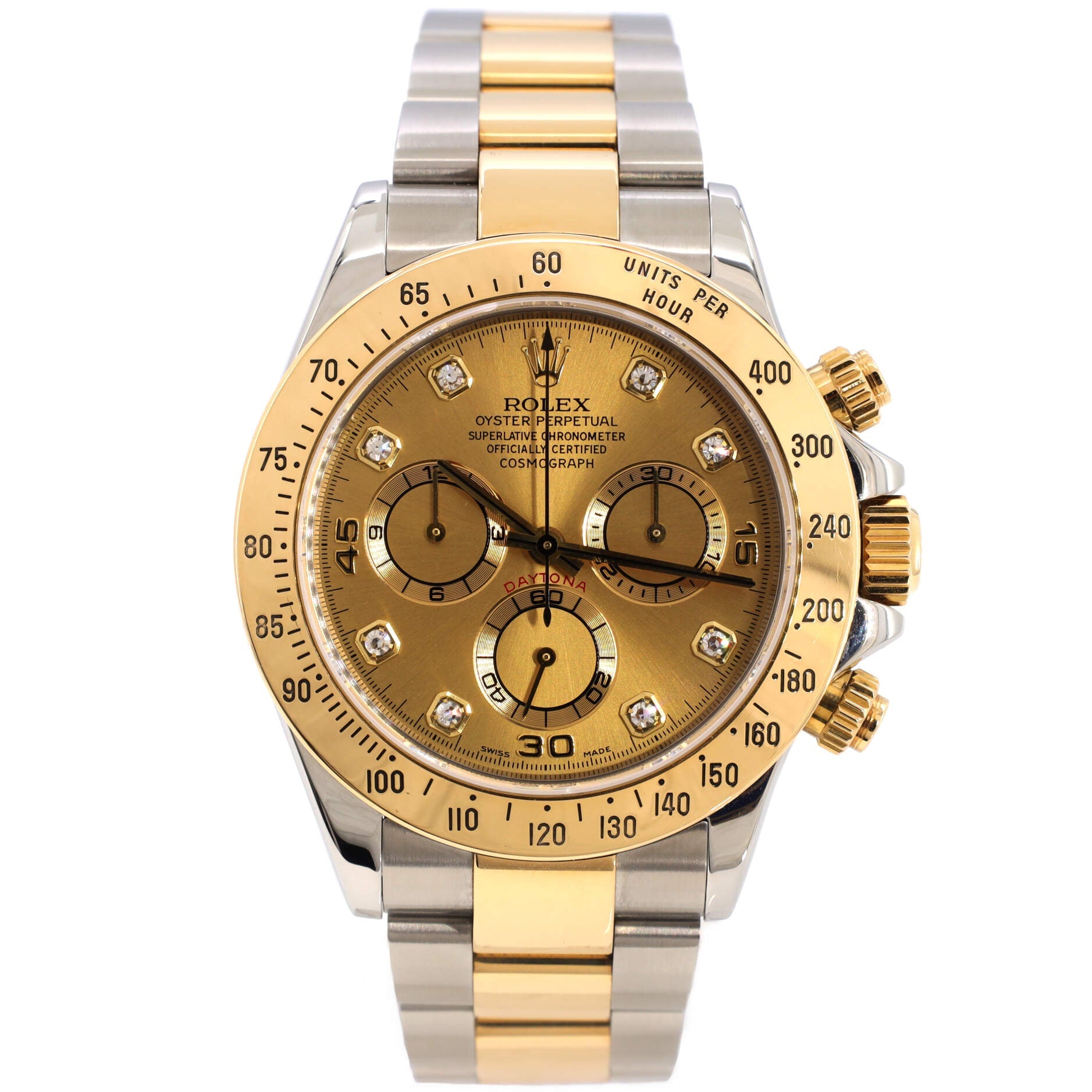 Oyster Perpetual Cosmograph Daytona Automatic Watch Stainless Steel and Yellow Gold with Diamond Markers 40