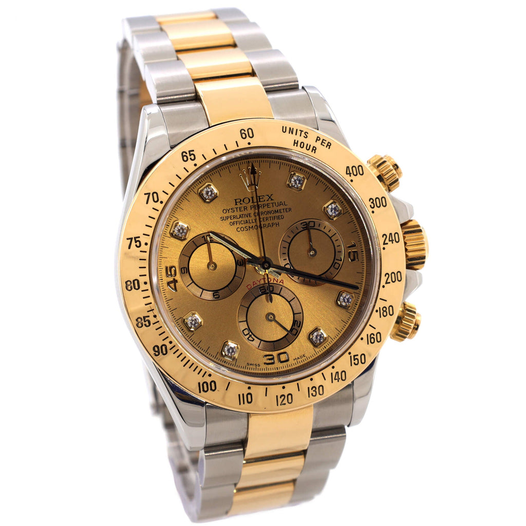 Oyster Perpetual Cosmograph Daytona Automatic Watch Stainless Steel and Yellow Gold with Diamond Markers 40