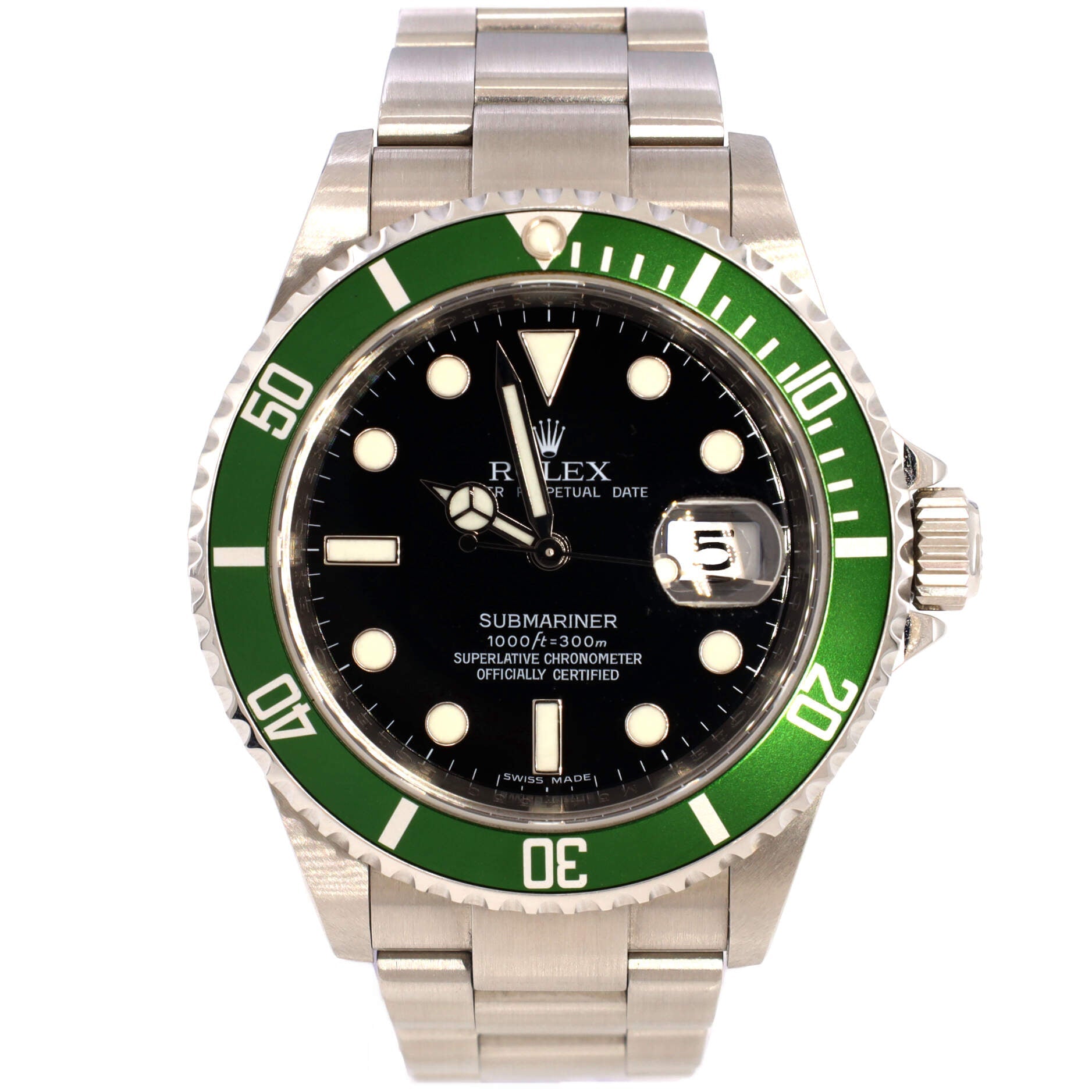Oyster Perpetual Submariner Kermit Date Automatic Watch Stainless Steel 40