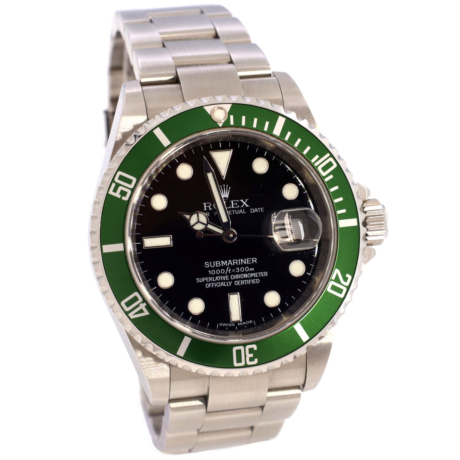 Oyster Perpetual Submariner Kermit Date Automatic Watch Stainless Steel 40