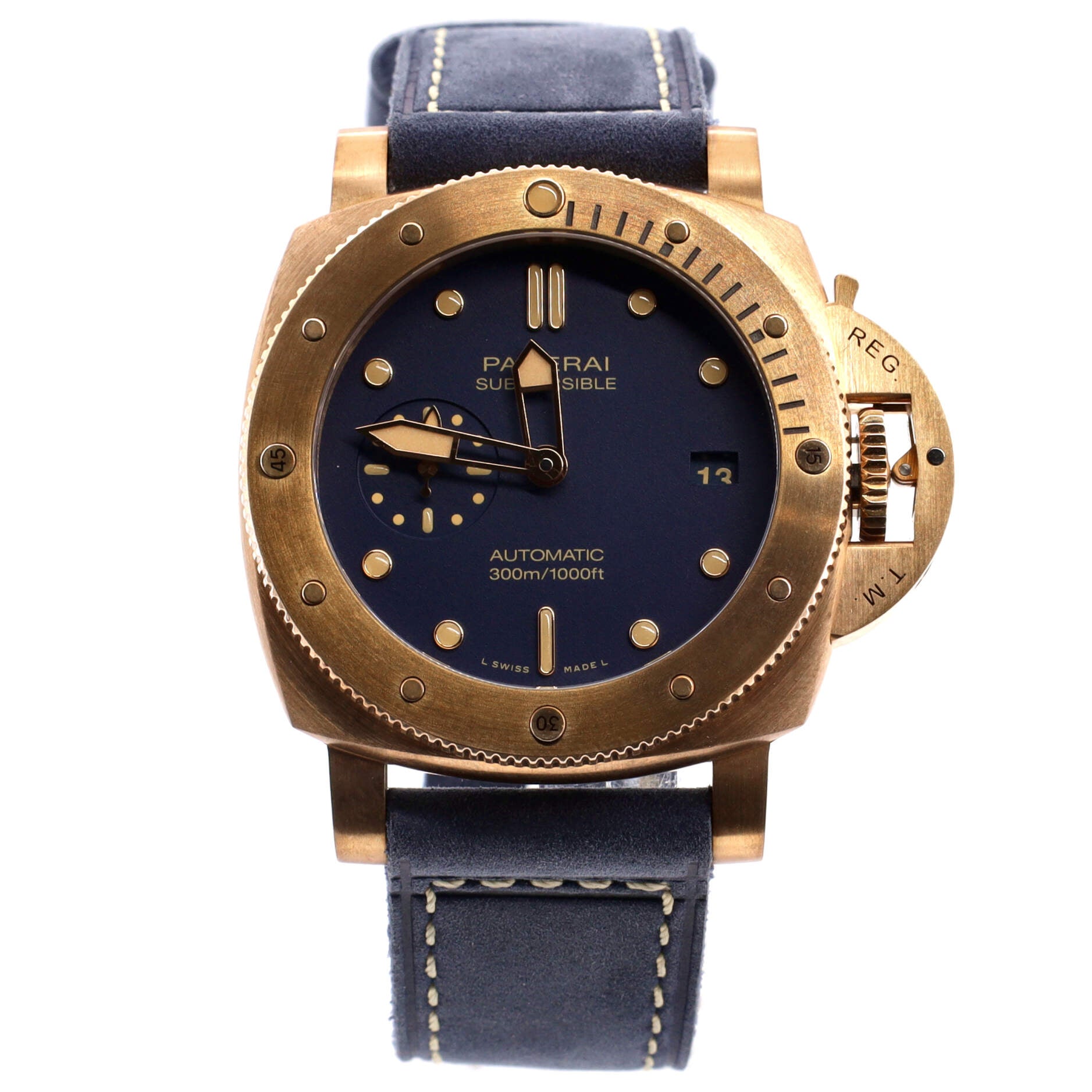 Submersible Bronzo Blu Abisso Automatic Watch Bronze and Leather 42