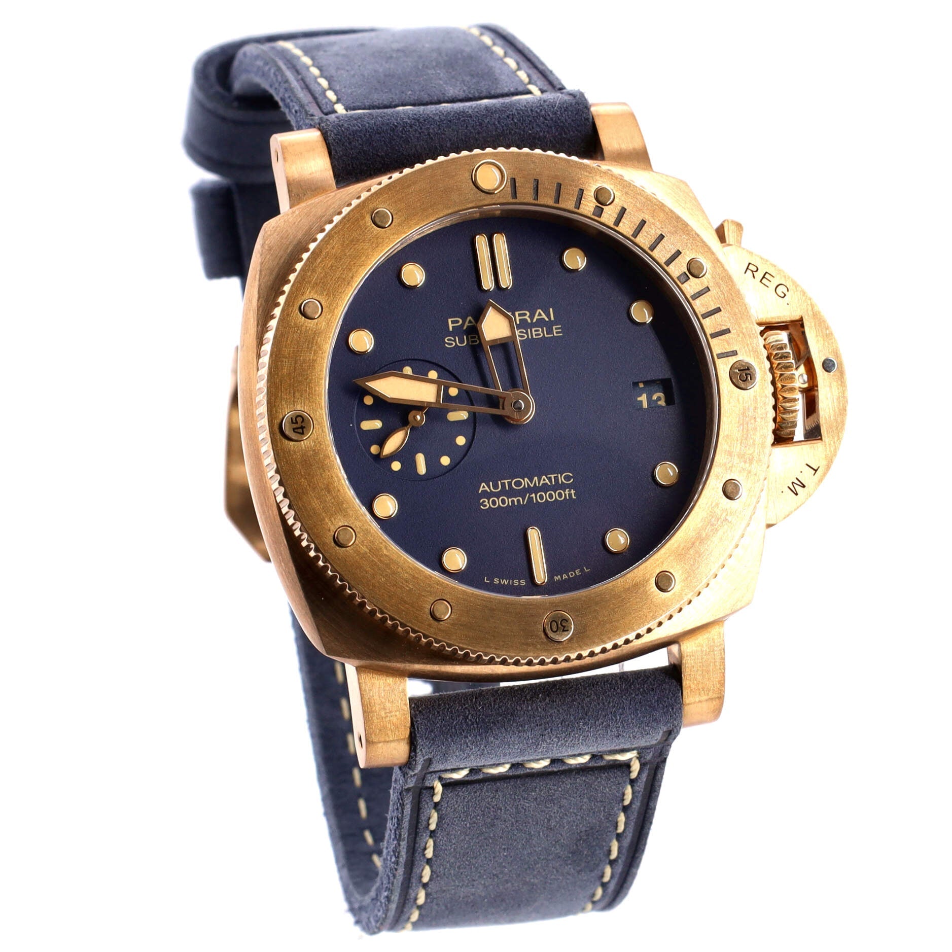 Submersible Bronzo Blu Abisso Automatic Watch Bronze and Leather 42