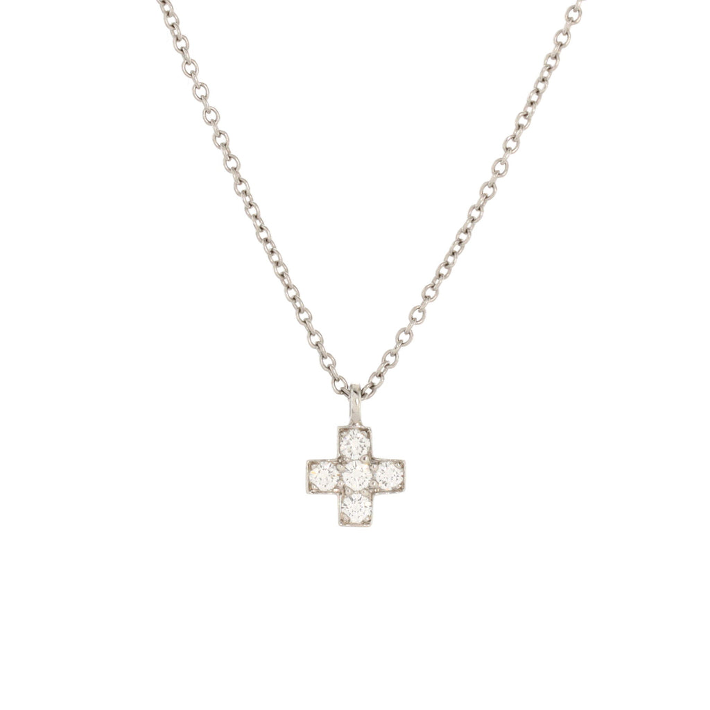 Cruciform Cross Pendant Necklace Platinum and Diamonds