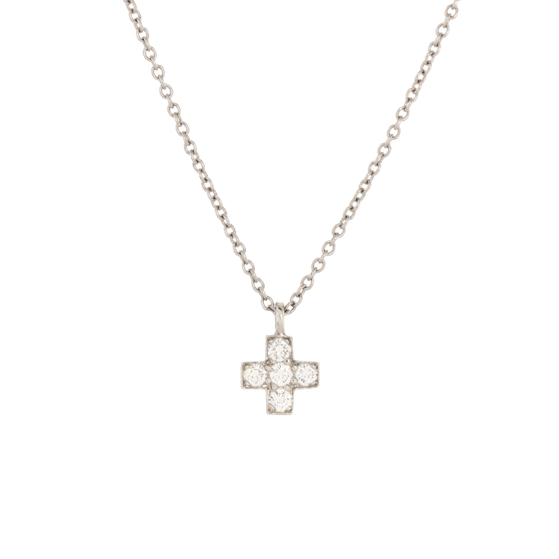 Cruciform Cross Pendant Necklace Platinum and Diamonds