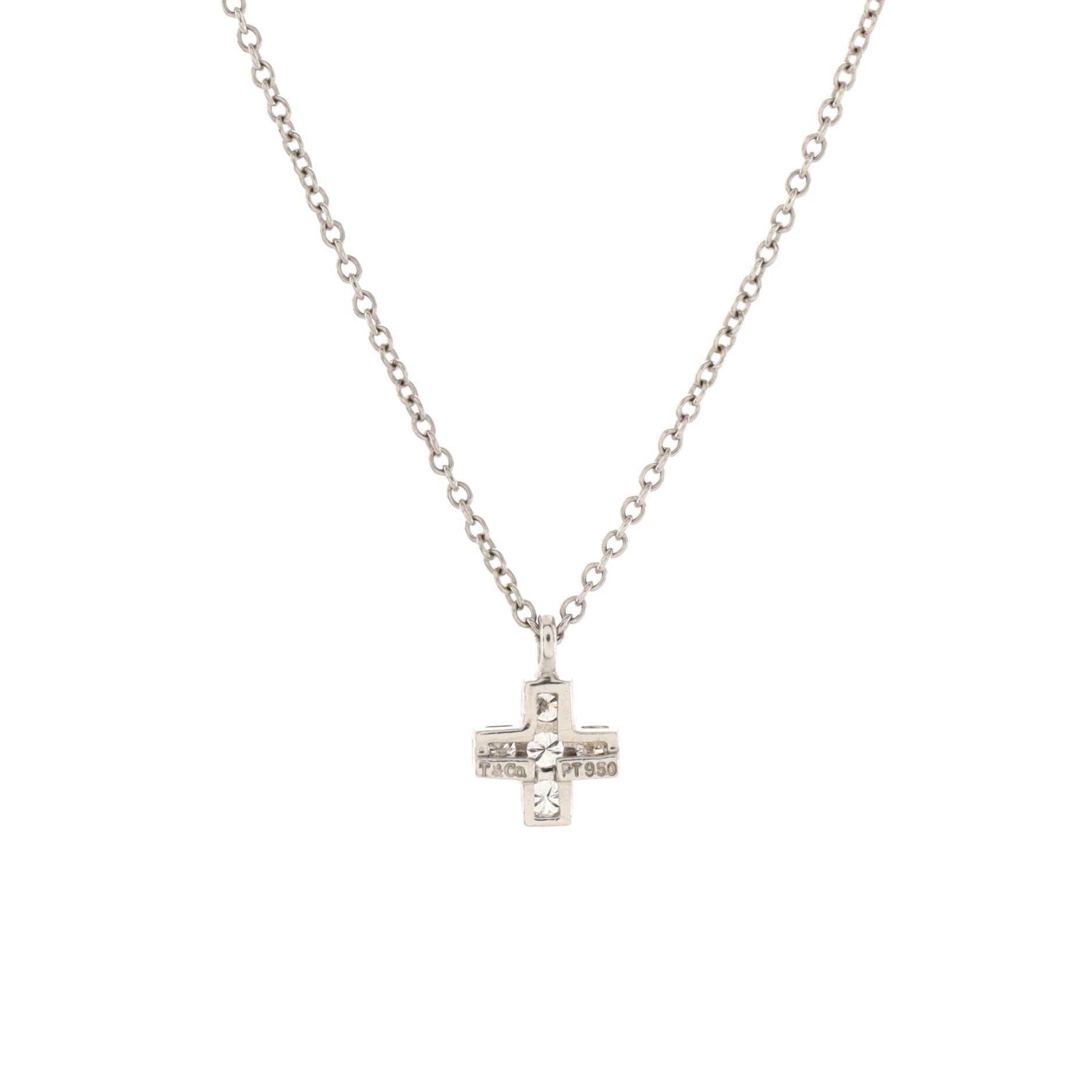 Cruciform Cross Pendant Necklace Platinum and Diamonds