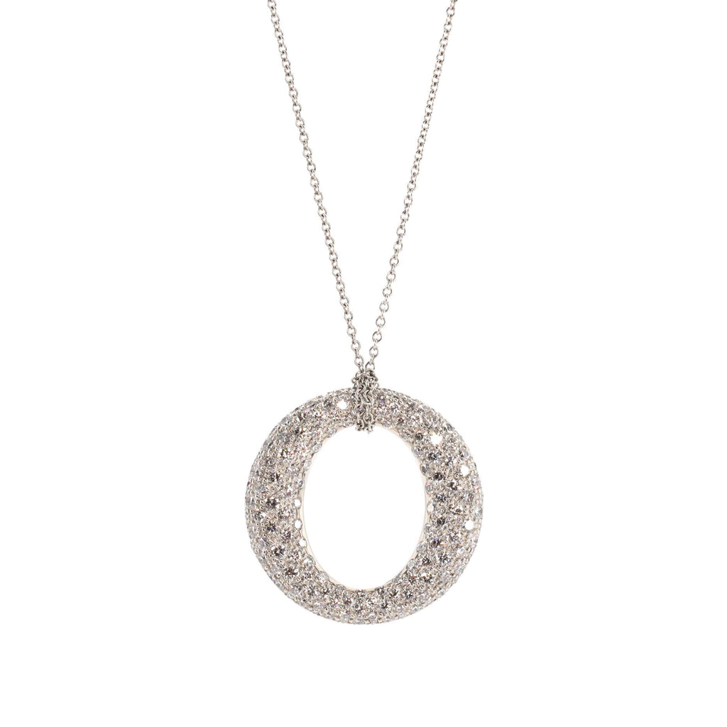 Elsa Peretti Sevillana Pendant Necklace Platinum with Pave Diamonds Small