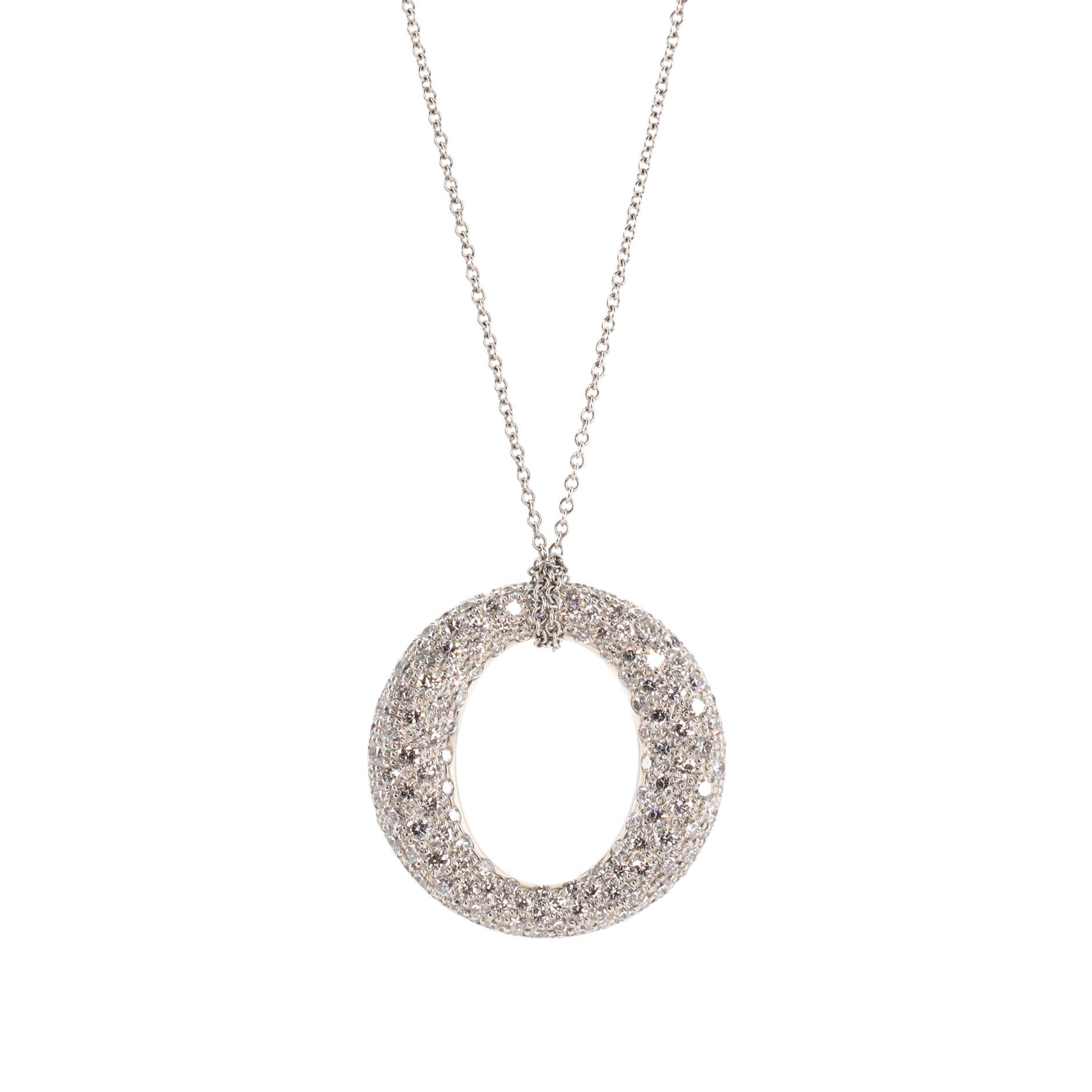 Elsa Peretti Sevillana Pendant Necklace Platinum with Pave Diamonds Small