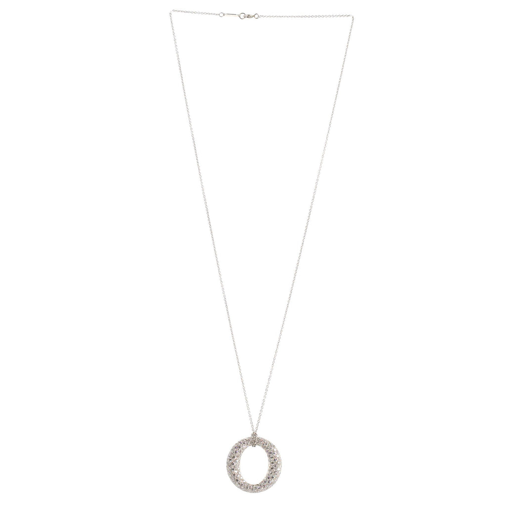Elsa Peretti Sevillana Pendant Necklace Platinum with Pave Diamonds Small