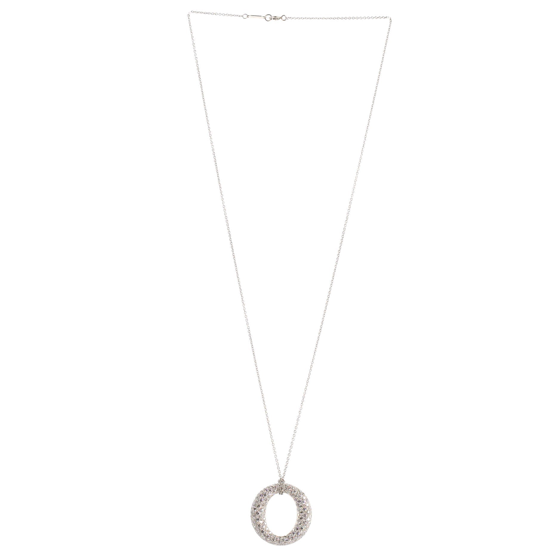 Elsa Peretti Sevillana Pendant Necklace Platinum with Pave Diamonds Small