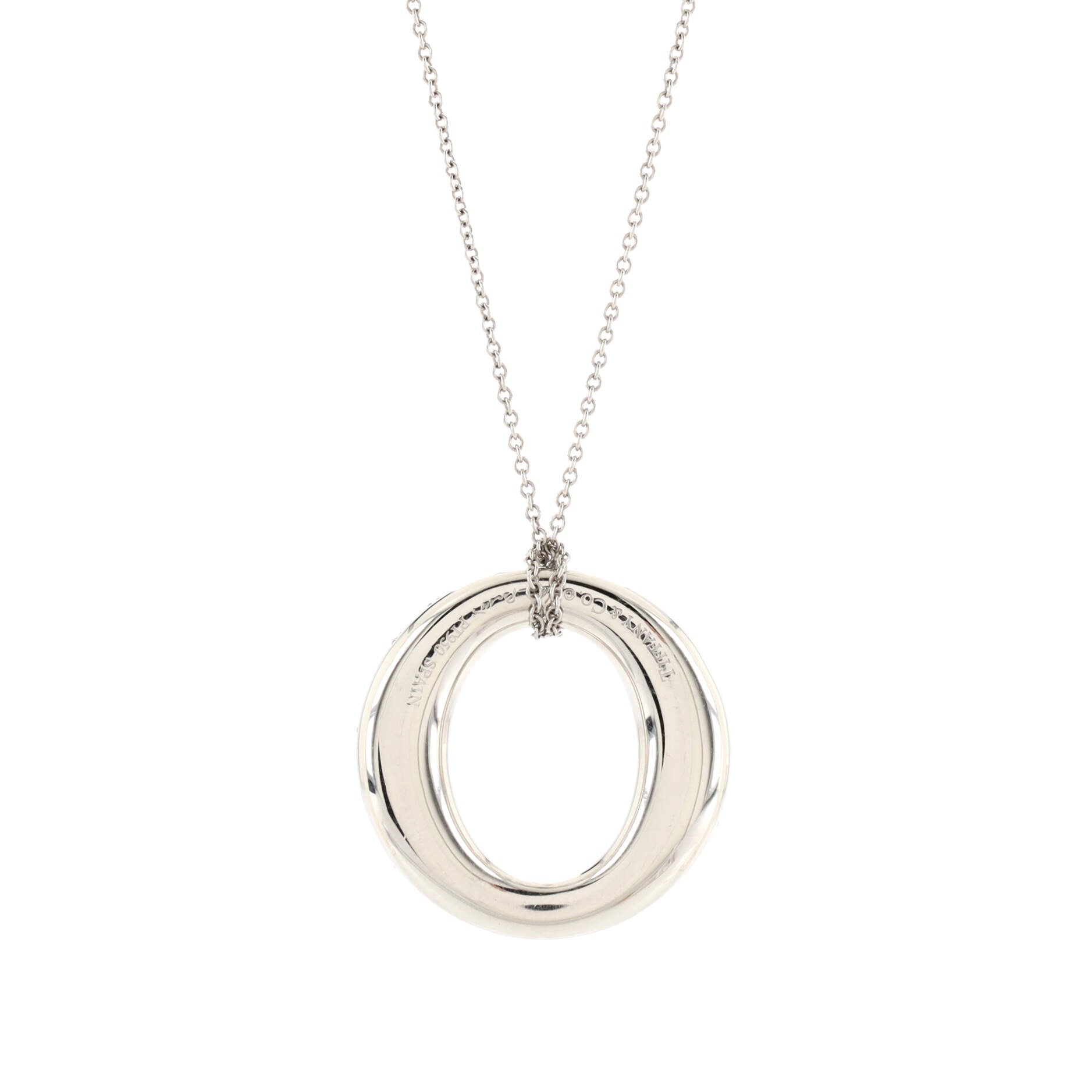 Elsa Peretti Sevillana Pendant Necklace Platinum with Pave Diamonds Small