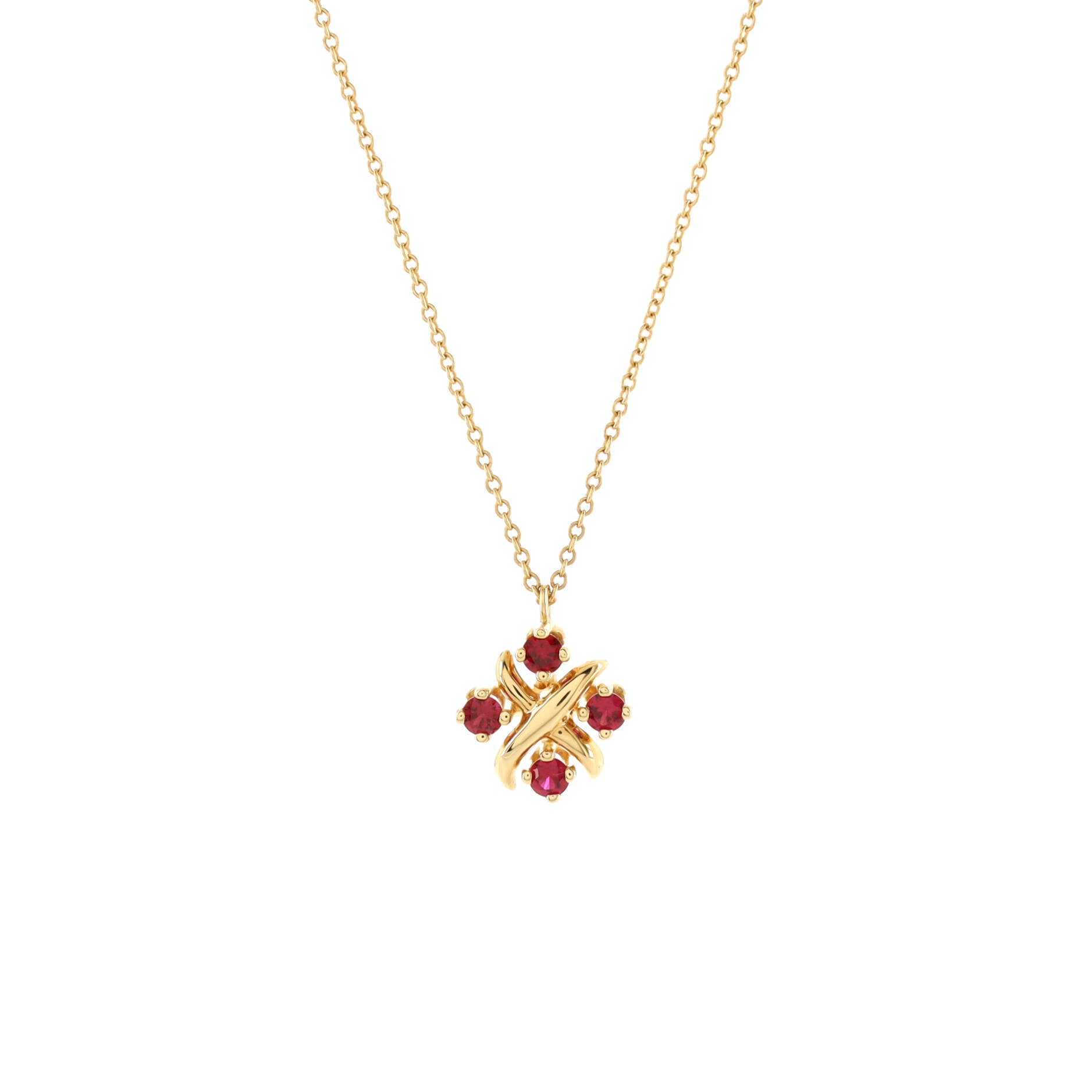 Schlumberger Lynn Pendant Necklace 18K Yellow Gold and Rubies