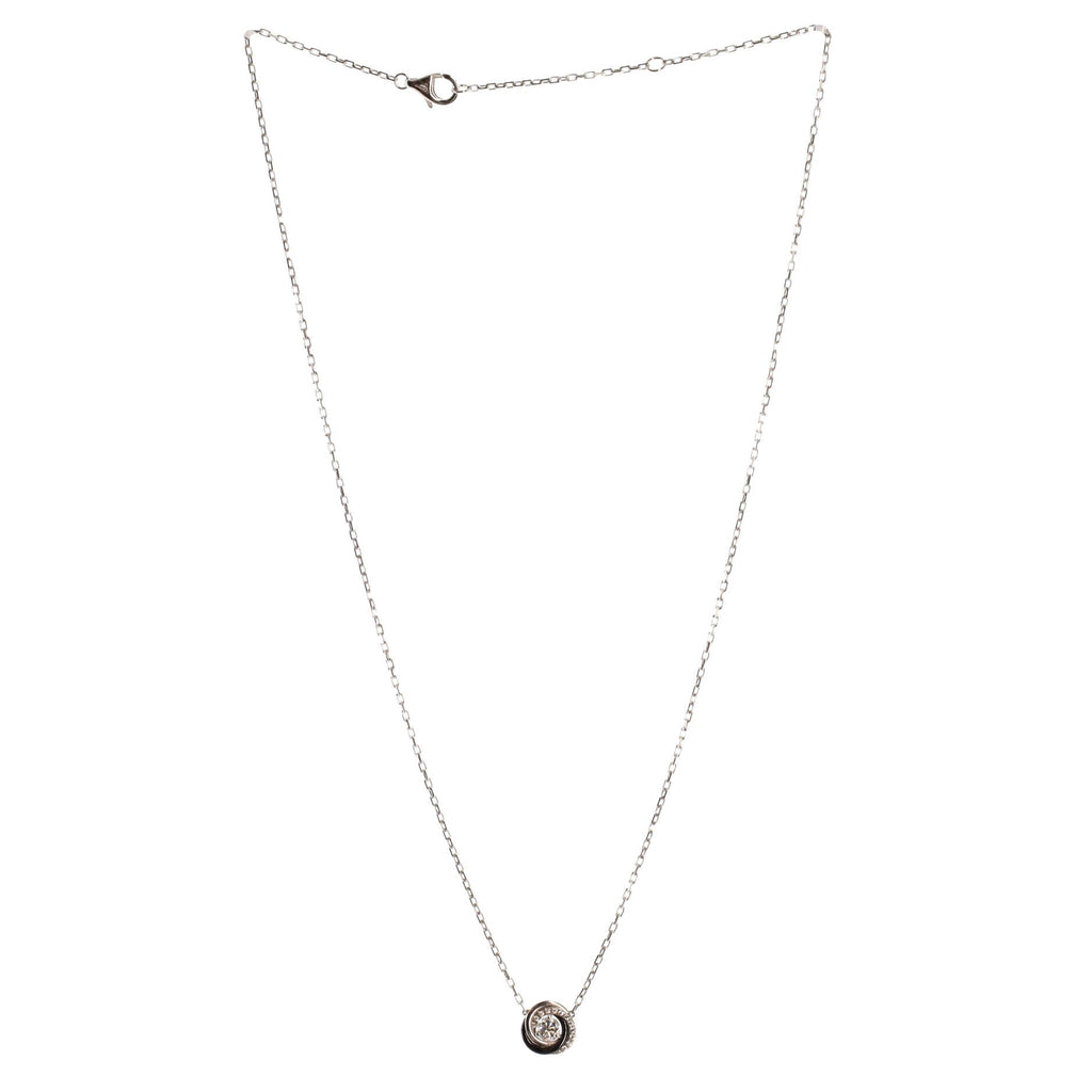 Trinity Diamond Pendant Necklace 18K White Gold with Diamonds and Ceramic
