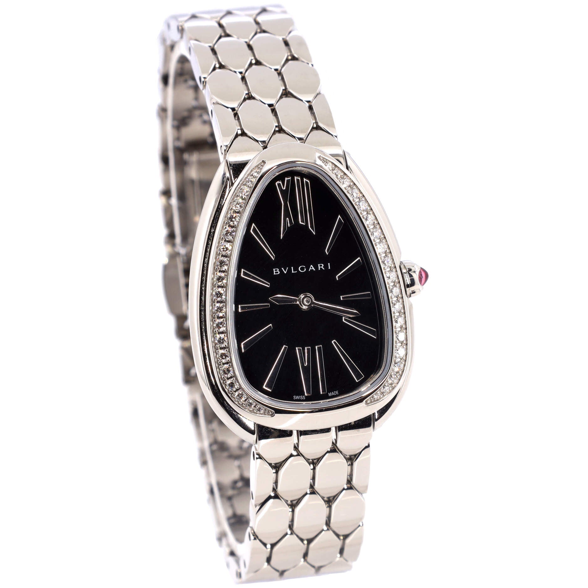 Serpenti Seduttori Quartz Watch Stainless Steel with Diamond Bezel 25