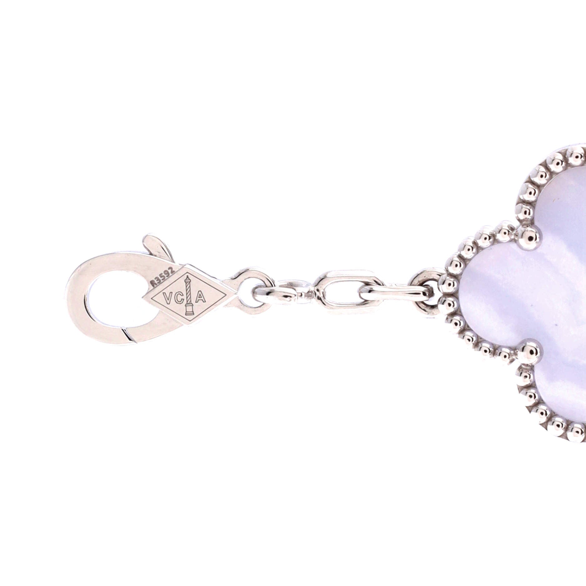 Vintage Alhambra 5 Motifs Bracelet 18K White Gold and Chalcedony