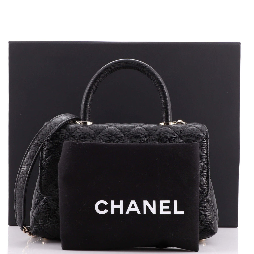 Coco Top Handle Bag Quilted Caviar Mini
