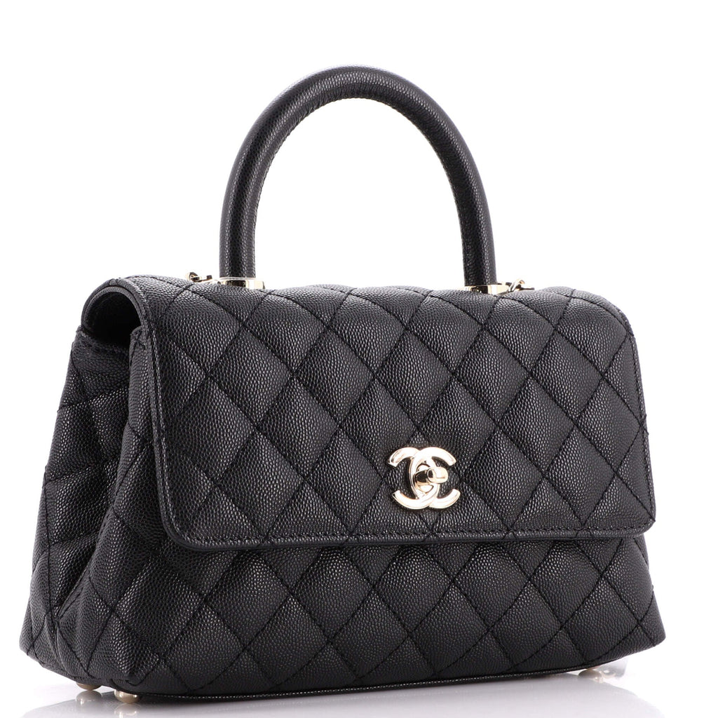 Coco Top Handle Bag Quilted Caviar Mini