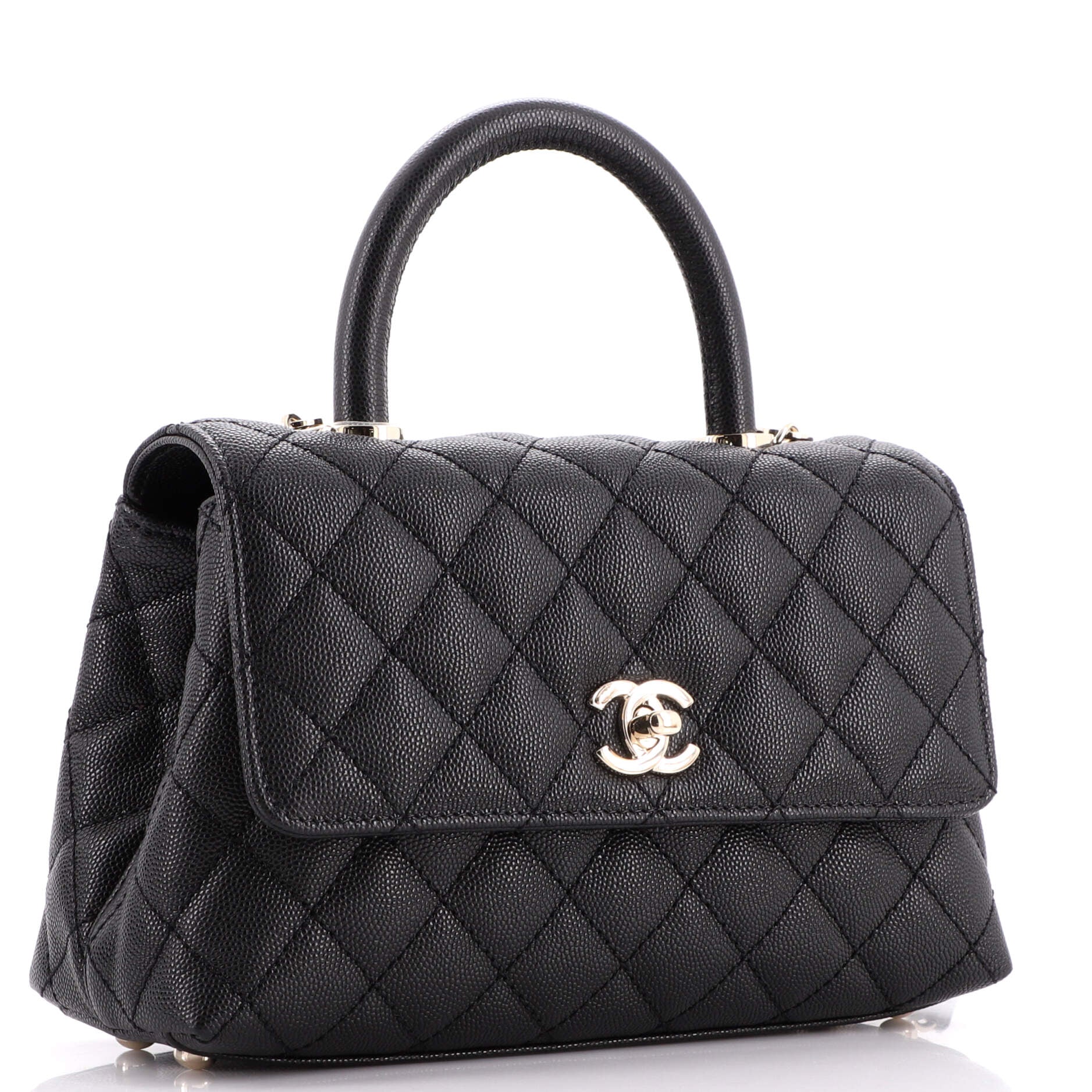Coco Top Handle Bag Quilted Caviar Mini