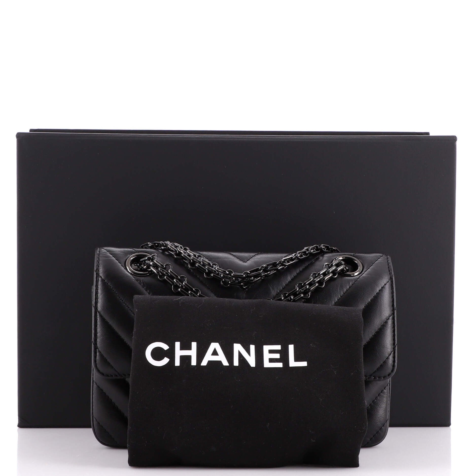 So Black Reissue 2.55 Flap Bag Chevron Aged Calfskin Mini