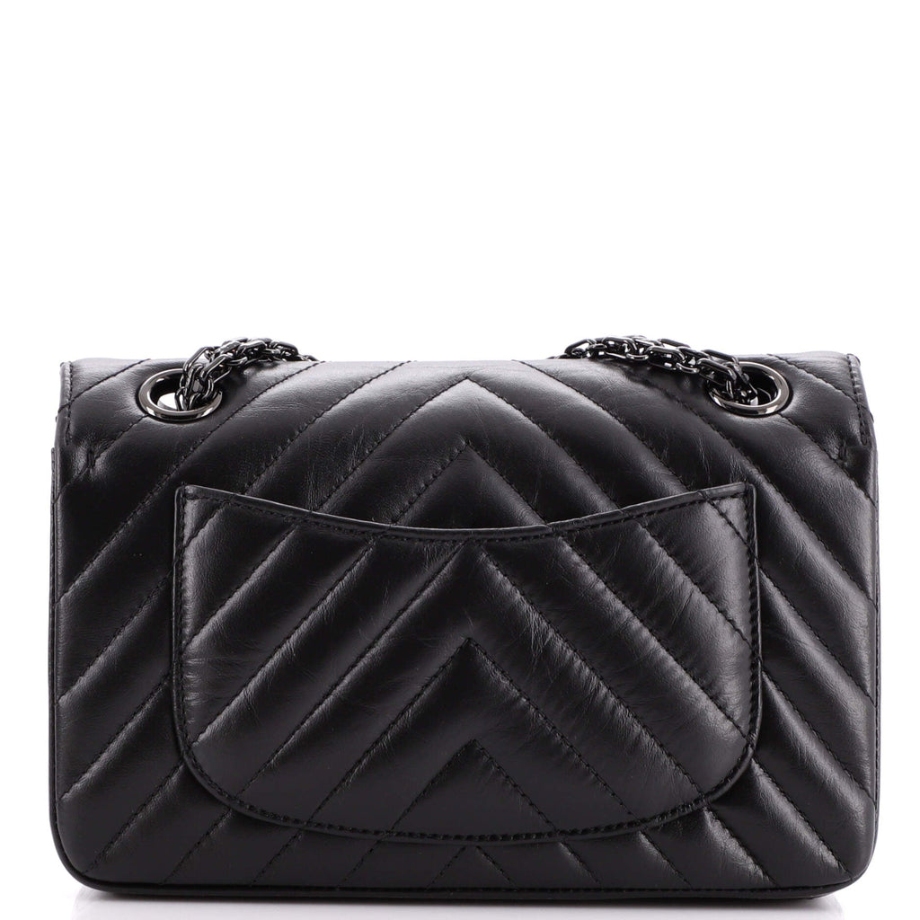 So Black Reissue 2.55 Flap Bag Chevron Aged Calfskin Mini