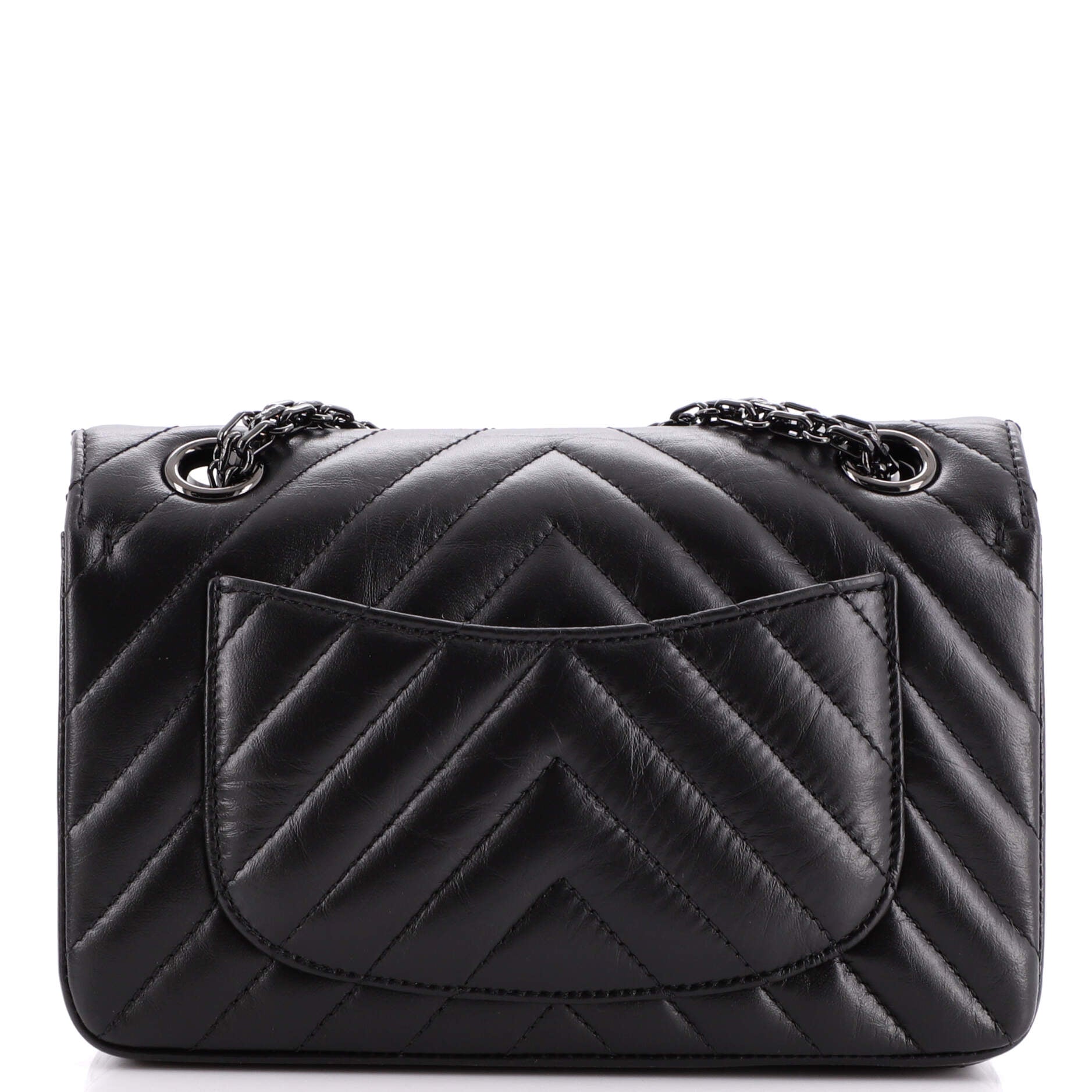 So Black Reissue 2.55 Flap Bag Chevron Aged Calfskin Mini